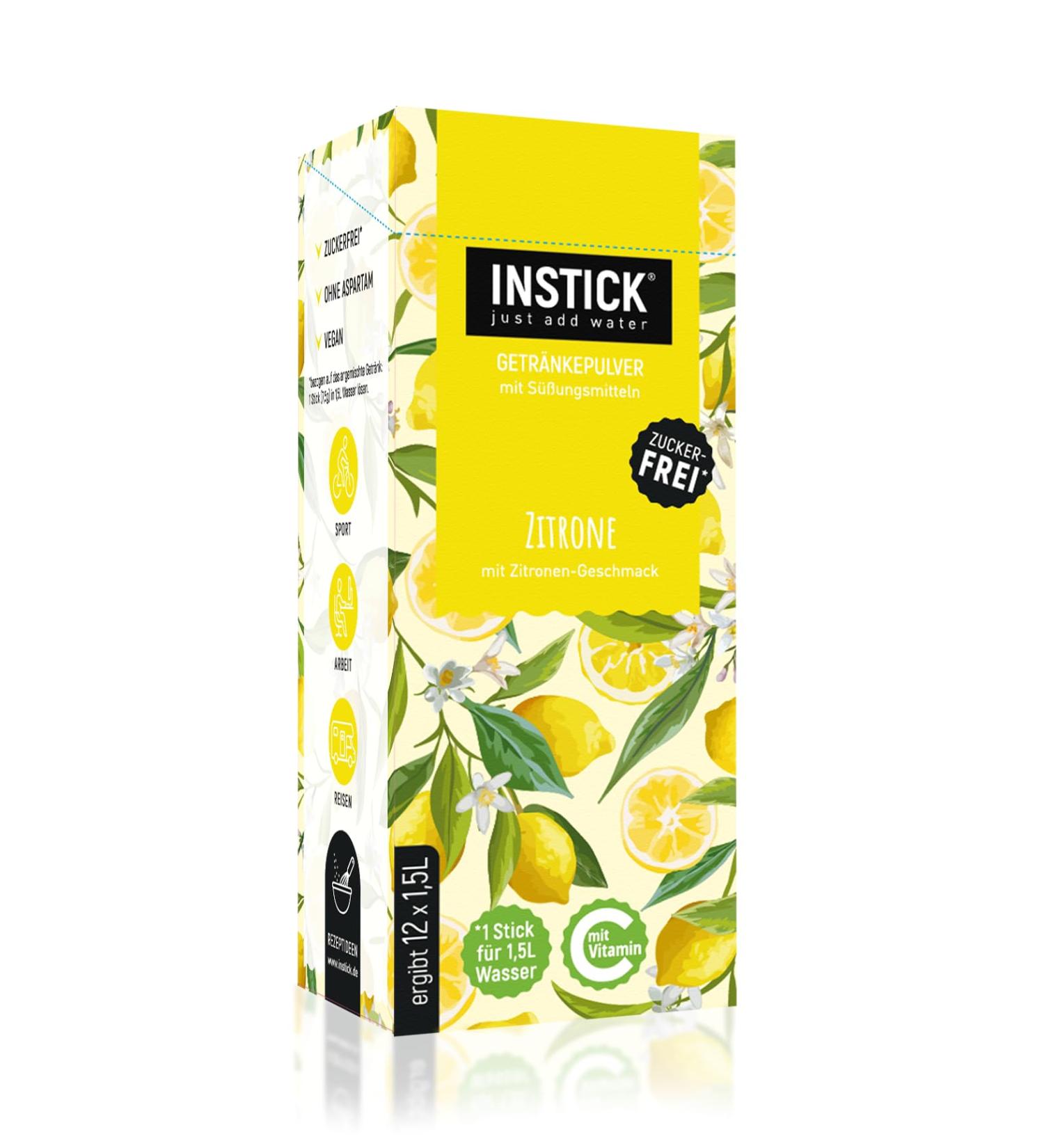 Intick Sugar-Free Instant Lemon Drink | Vegan | 12 x 1.5L | Low Calorie & Vitamin C Boost - Buy Online on GoSupps.com