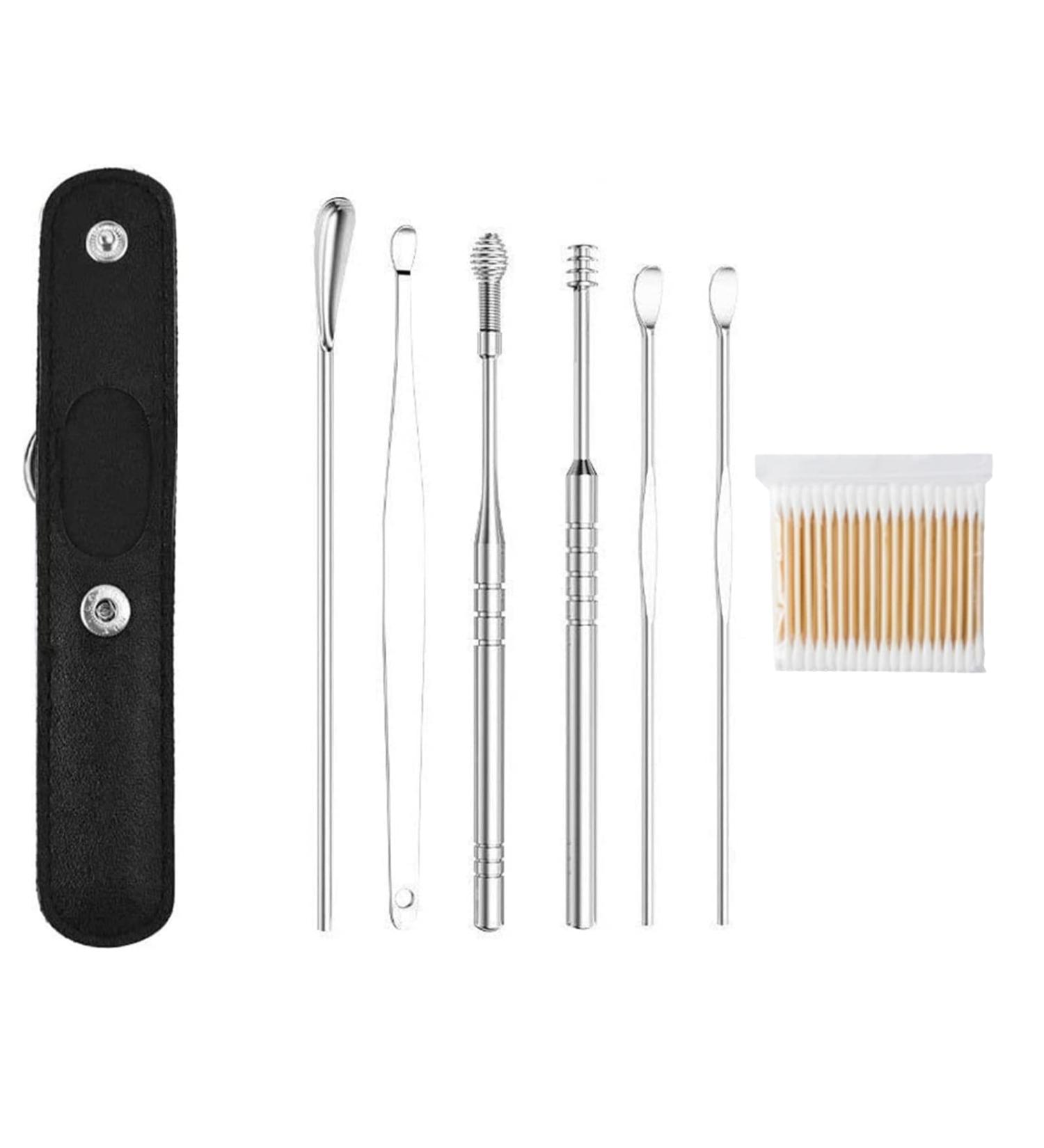 2023 Professional Ear Cleaning Kit - 6-Piece Set with PU Leather Case - Stainless Steel Earwax Removal Tools (Black) - Buy Online on GoSupps.com
