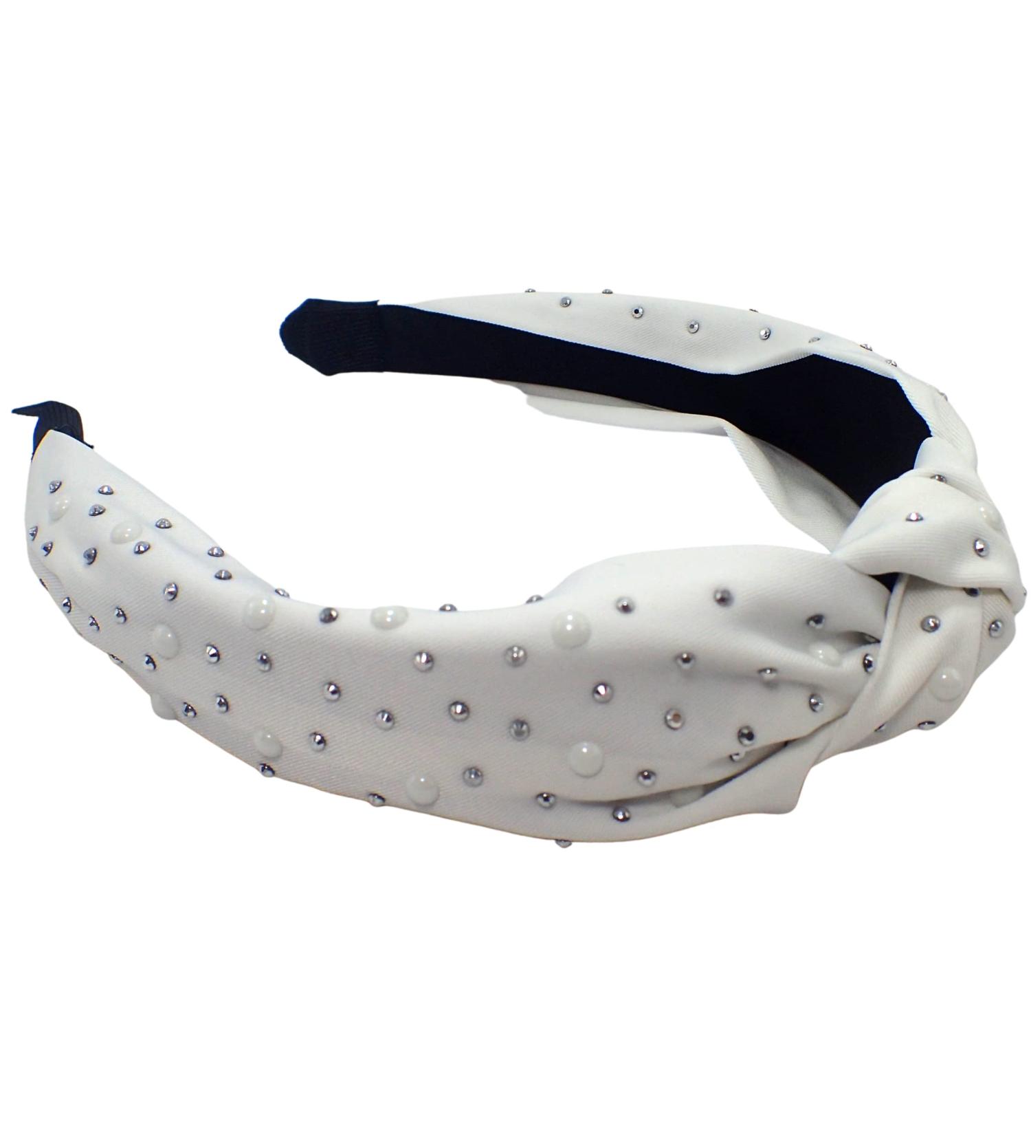 Topkids Accessories Studded Knot Alice Bands Adult Women Hair Accessories for Women Hair Bands for Women Thick Headband Womens Headbands Head Bands Adult Women Wide Headbands (White) - Buy Online on GoSupps.com
