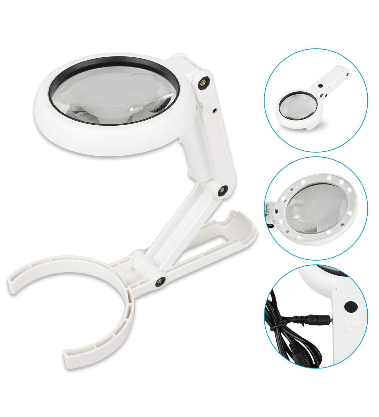 Magnifying Glass with 8 LED Lights Handsfree Magnifier 5X+11X Dual Magnification Lens Gentle & Bright Light Settings Ideal for Reading Books Jewlery Coins Craft & Hobbies - Buy Online on GoSupps.com