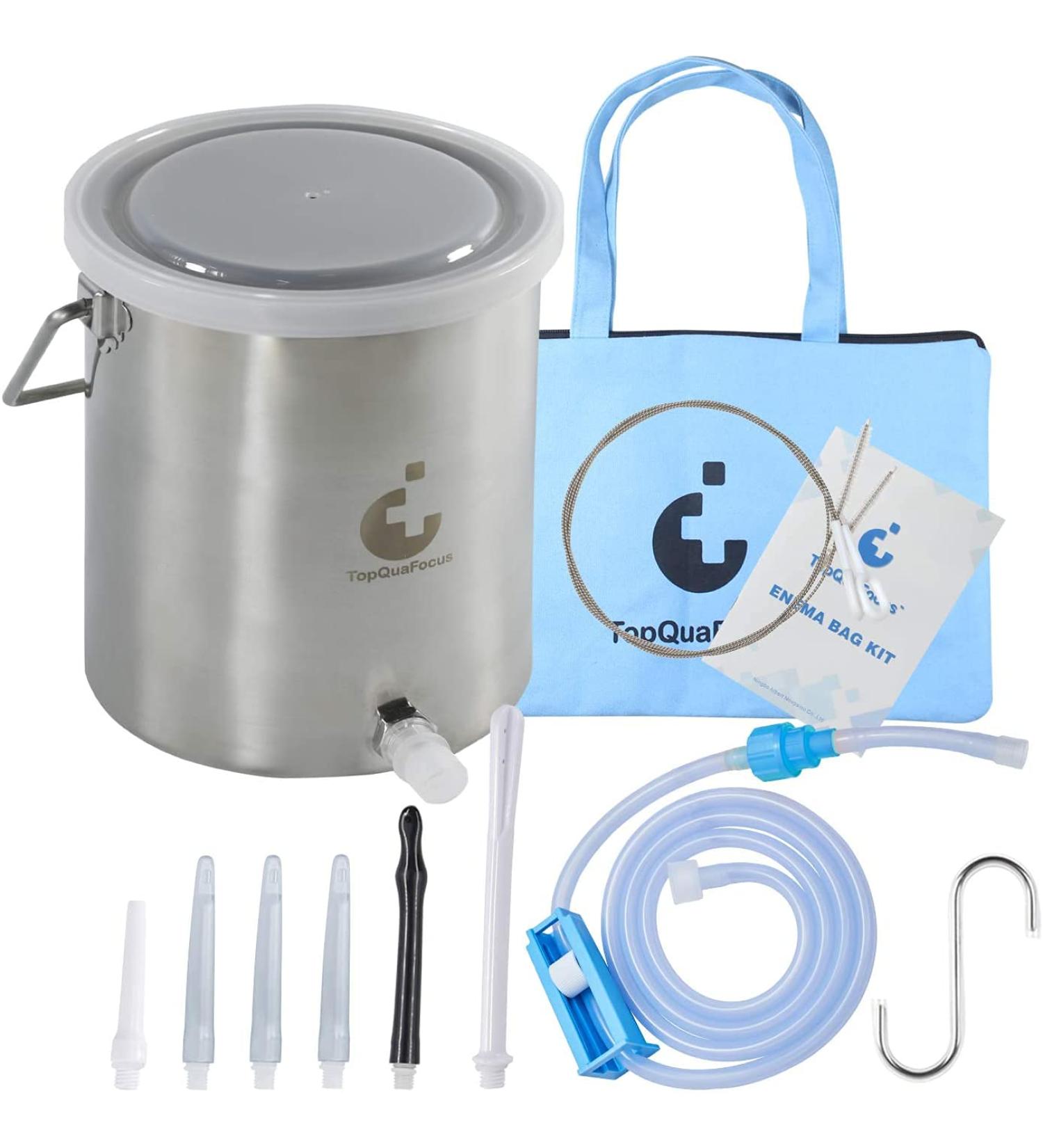 Topquafocus 2L Knlistier-Eimer Kit Leak-Proof Stainless Steel Intestinal Cleaning Bucket for Home Use | Blue - Buy Online on GoSupps.com