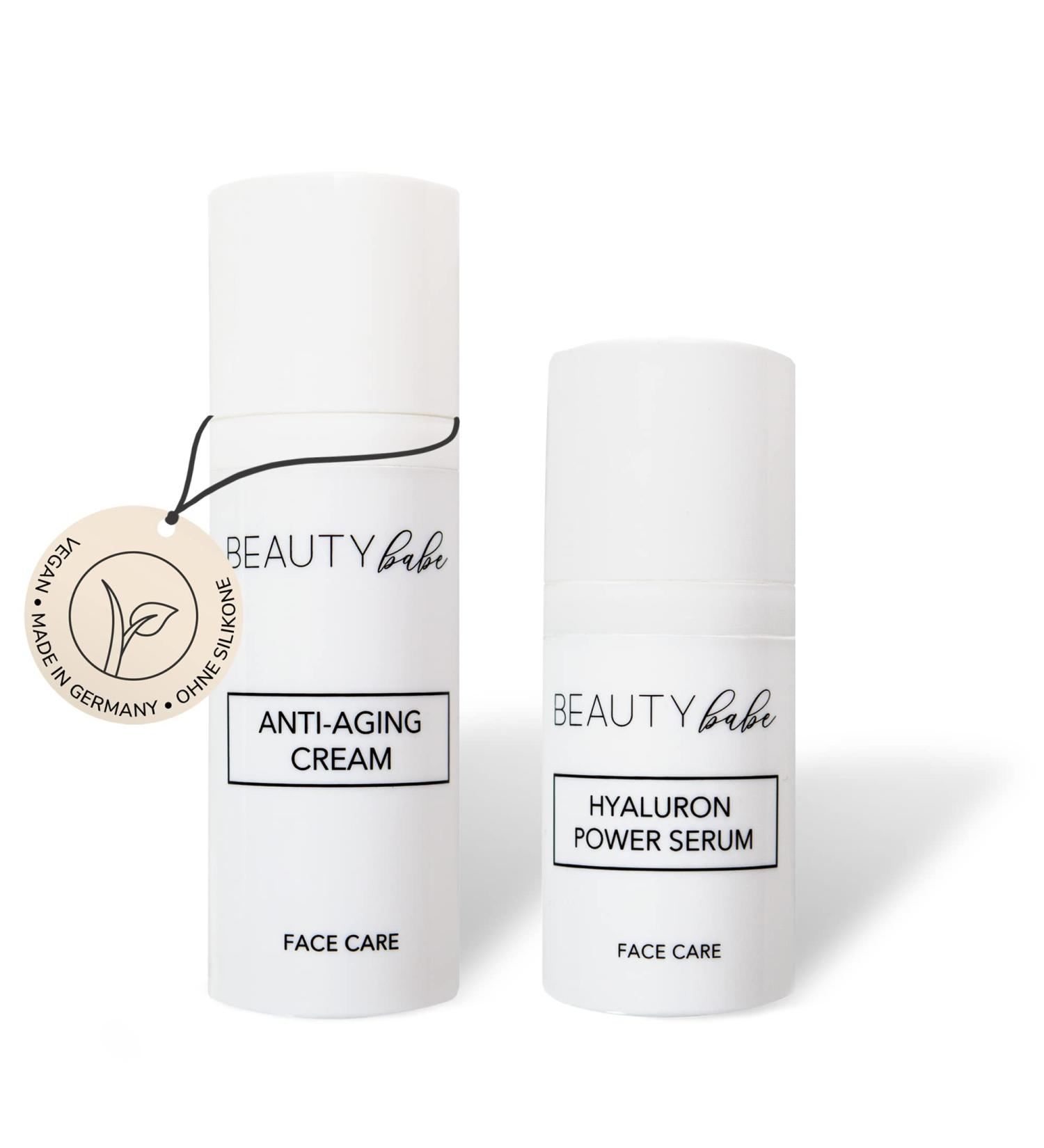  BEAUTY babe Face Care Duo | 80ml | Highly Dosed Hyaluronic Acid For Firm Skin | Ideal Anti Aging Moisturiser for Face & Skin | Sustainable Active Cosmetics Made in Germany - Buy Online on GoSupps.com