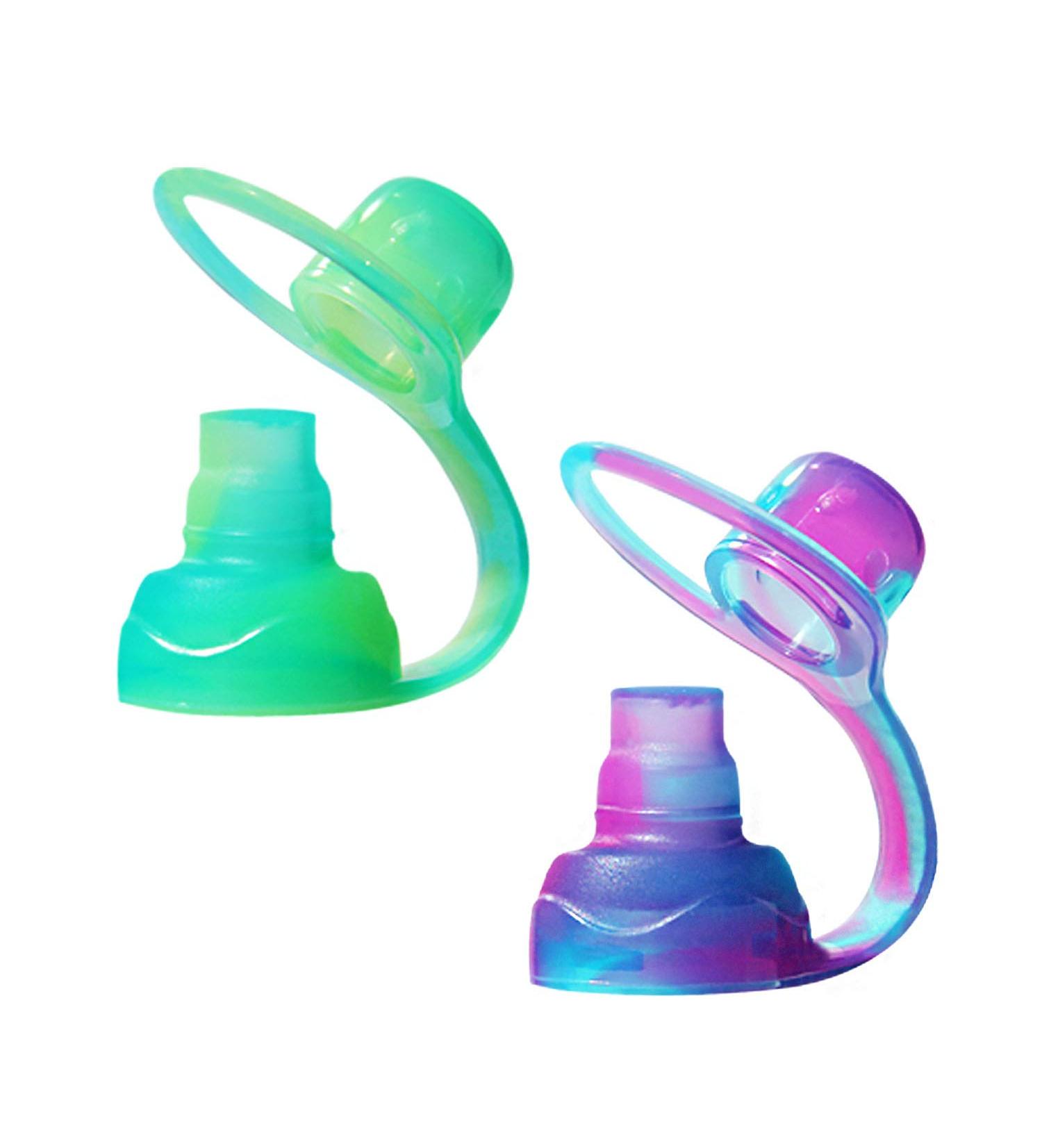 ChooMee SoftSip Food Pouch Tops | 100% Silicone | 2 CT Green Purple Swirl - Buy Online on GoSupps.com