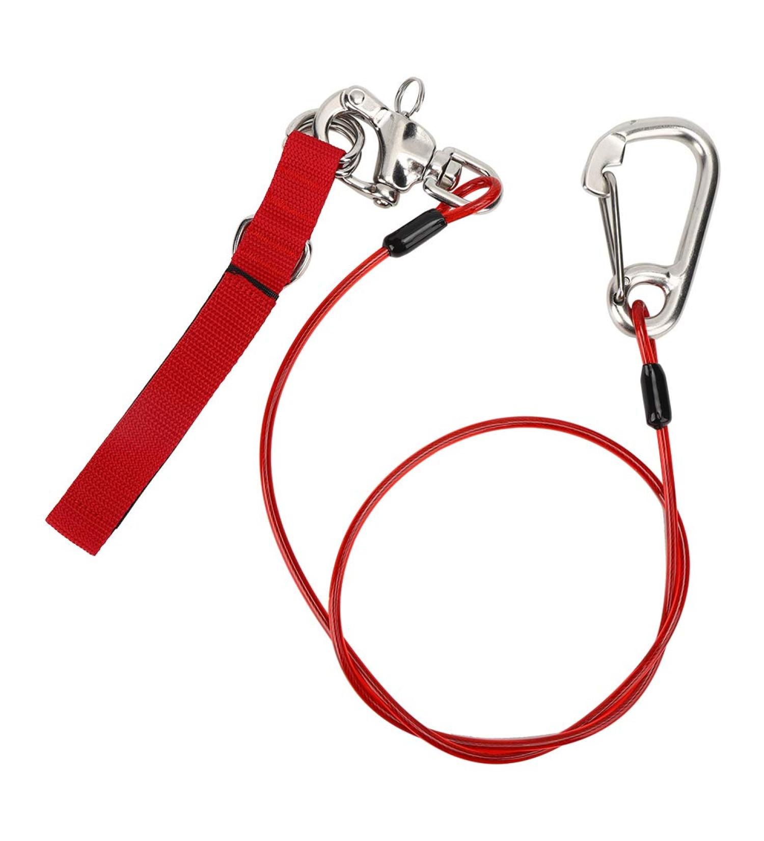 VGEBY Freediving Lanyard Safety Rope 316 Pro Stainless Steel Clip with Dive Wristband - Red - Buy Online on GoSupps.com
