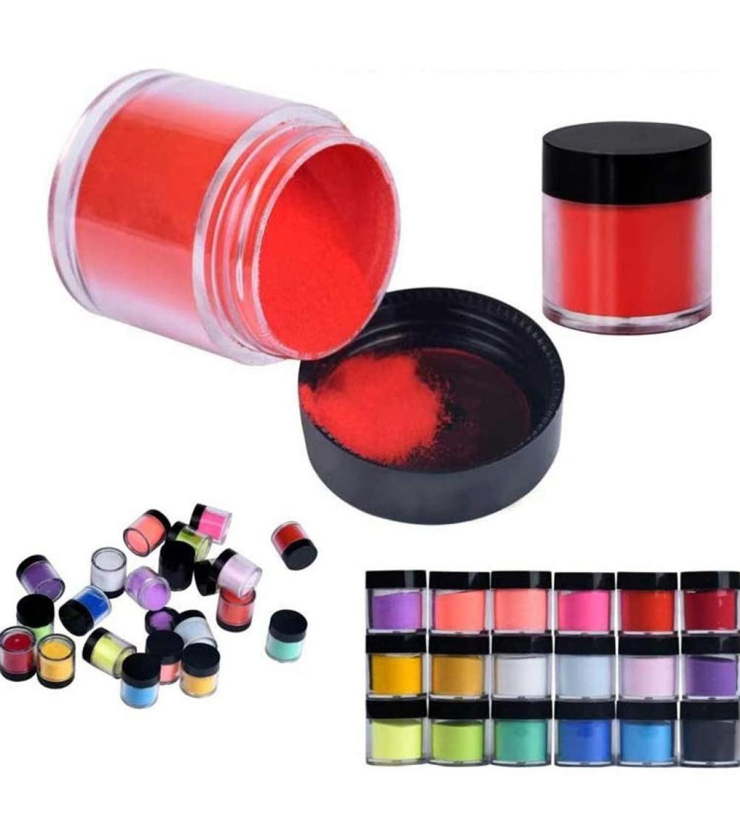 18 Colors Acrylic Nail Art Tips UV Gel Powder Dust Design Decoration 3D DIY Decoration Set - Buy Online on GoSupps.com