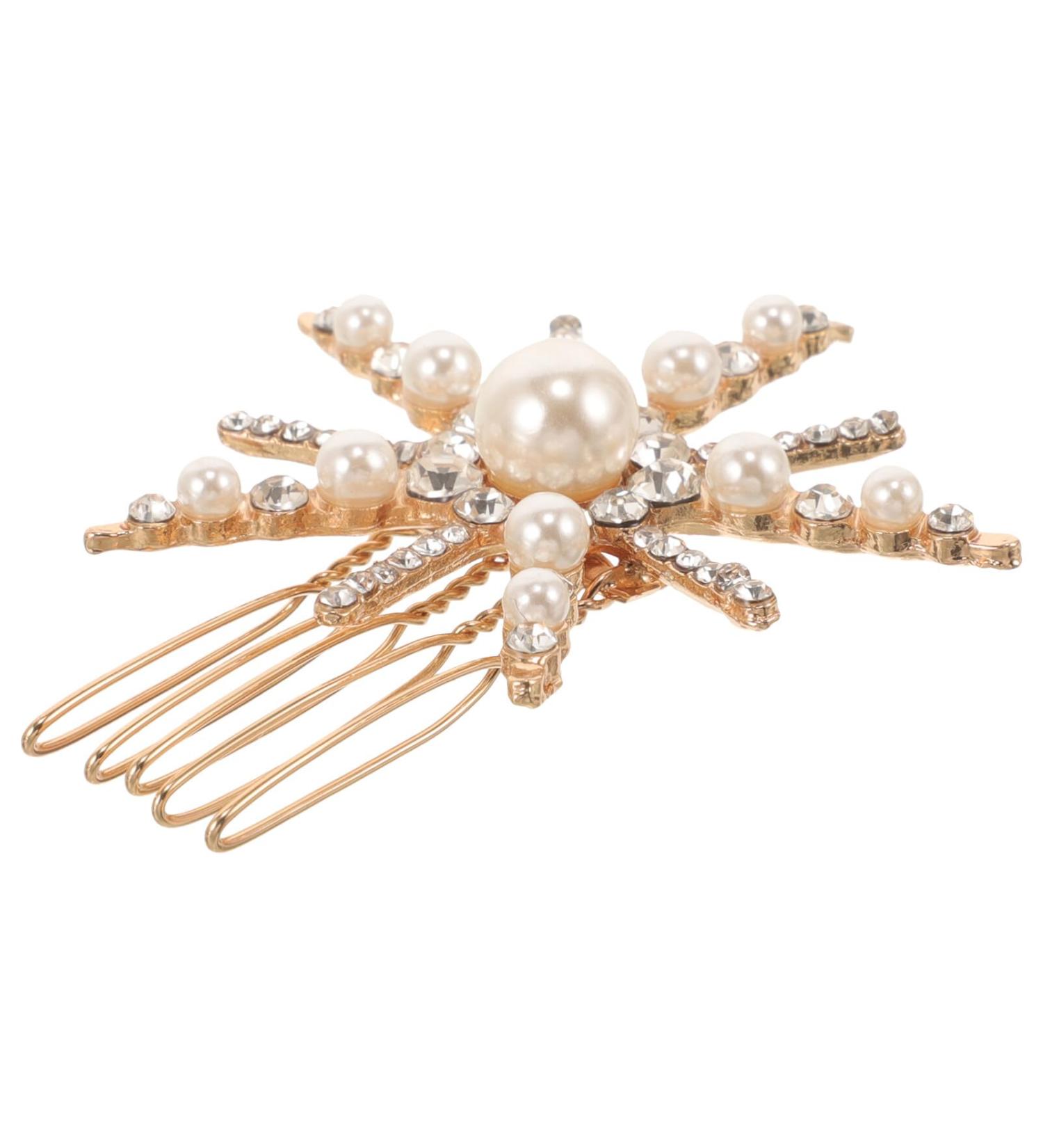 minkissy Pearl Hair Side Comb Rhinestone Hair Comb Pearl Hairpin Women Hair Decoration Rhinestone Hair Accessory for Wedding Bride - Buy Online on GoSupps.com