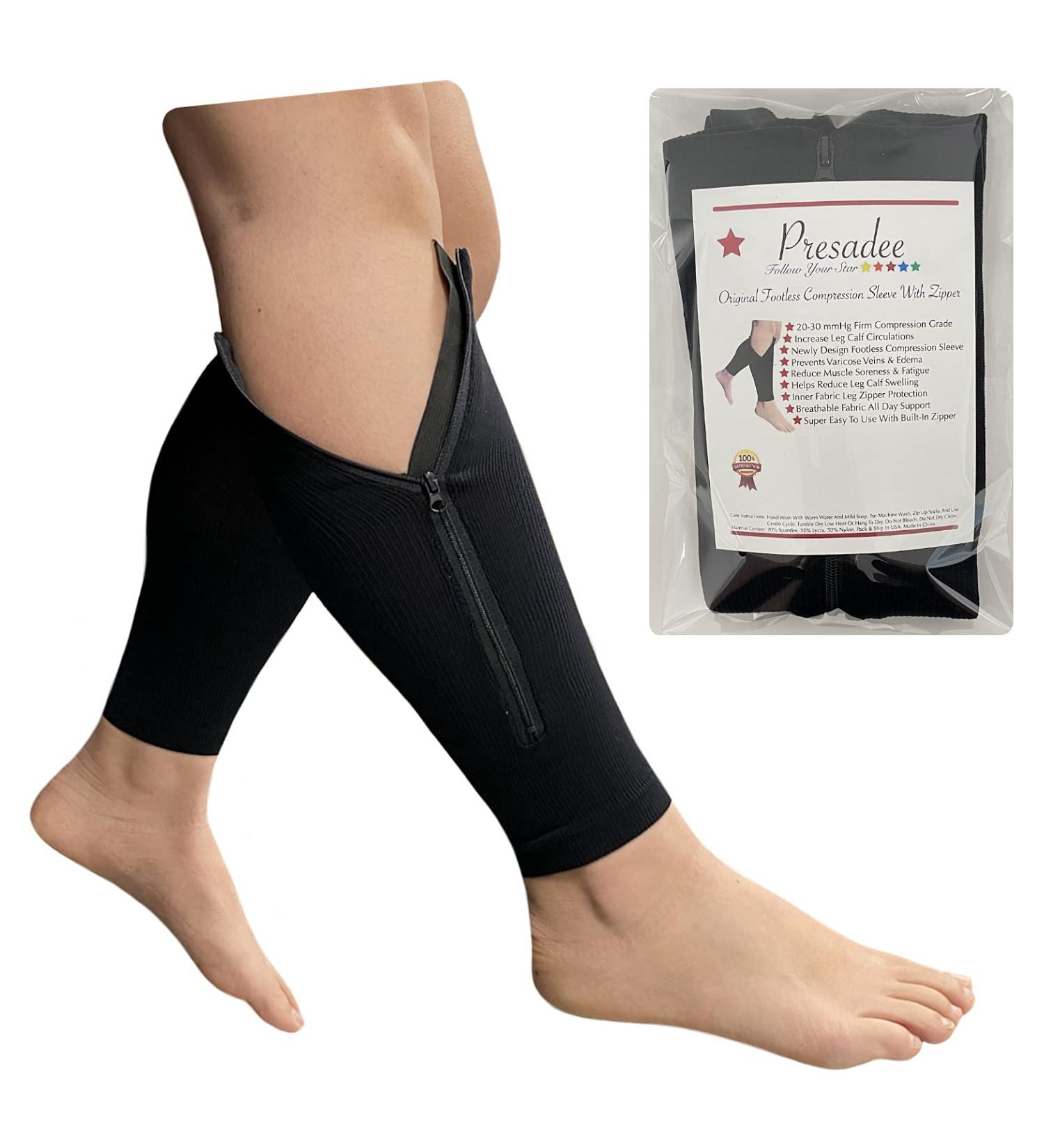 Buy Original Shin 20-30 mmHg Compression Calf Zipper Sleeve for Leg Swelling - Black 3X-Large | International Shipping Available - Buy Online on GoSupps.com