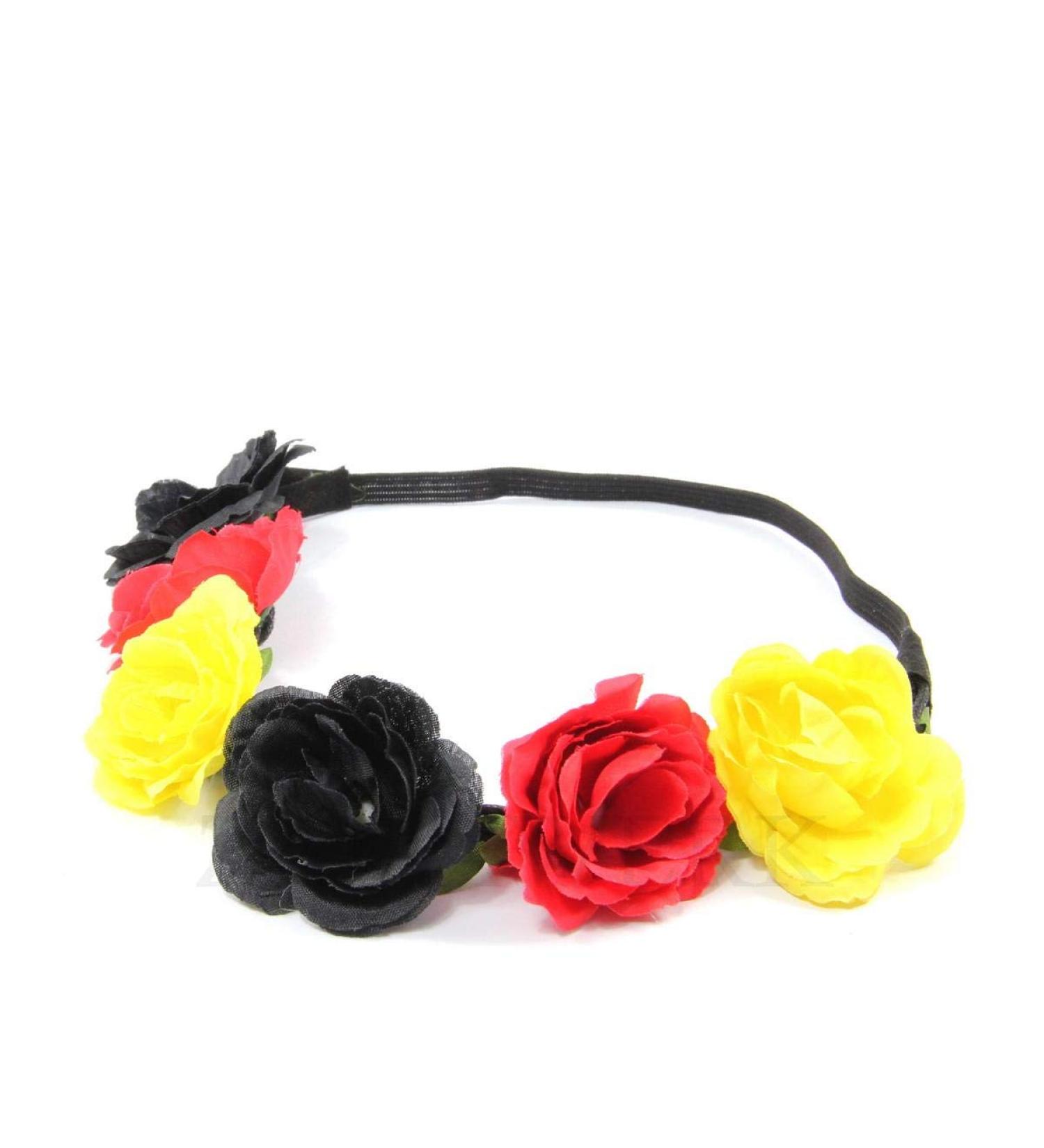 ZADAWERK Floral Hairband - Black Red Yellow - Ideal for Fans | International Shipping to Germany & Belgium - Perfect for Football & Olympics - Buy Online on GoSupps.com