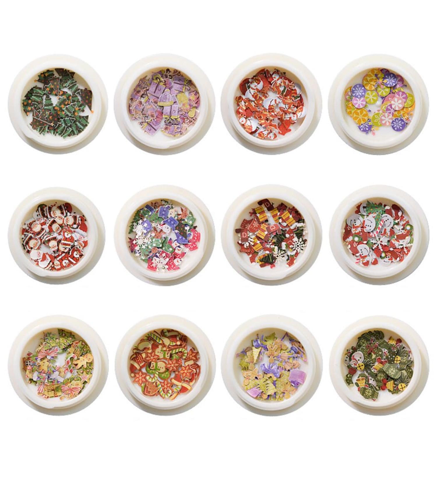 12 Boxes Nail Art Supplies Christmas Colorful Nail Decorations Accessories - Buy Online on GoSupps.com