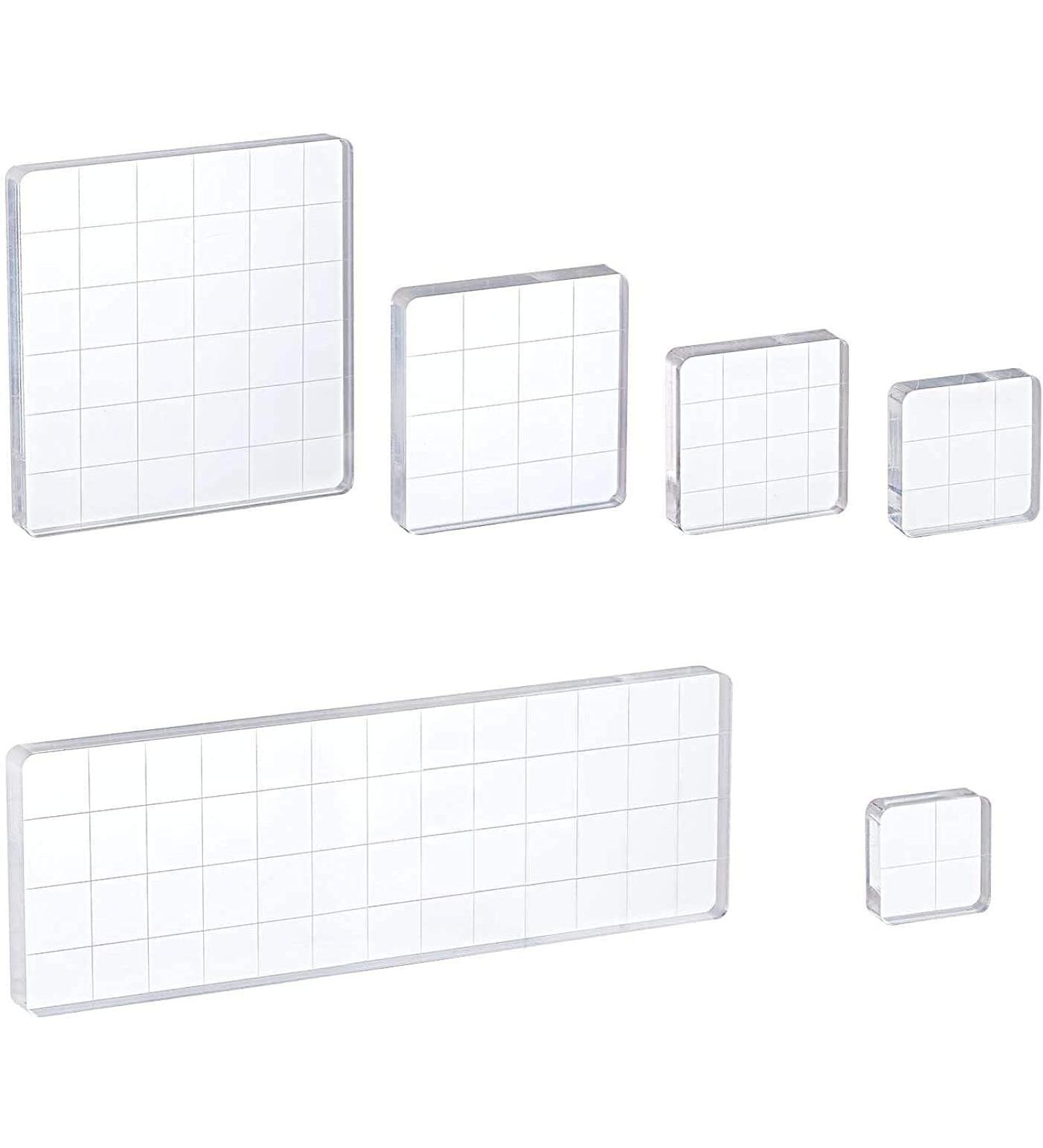 Whaline 6-Piece Acrylic Stamp Block Set for Scrapbooking and Card Making - Clear with Grid Lines - Assorted Sizes - Buy Online on GoSupps.com