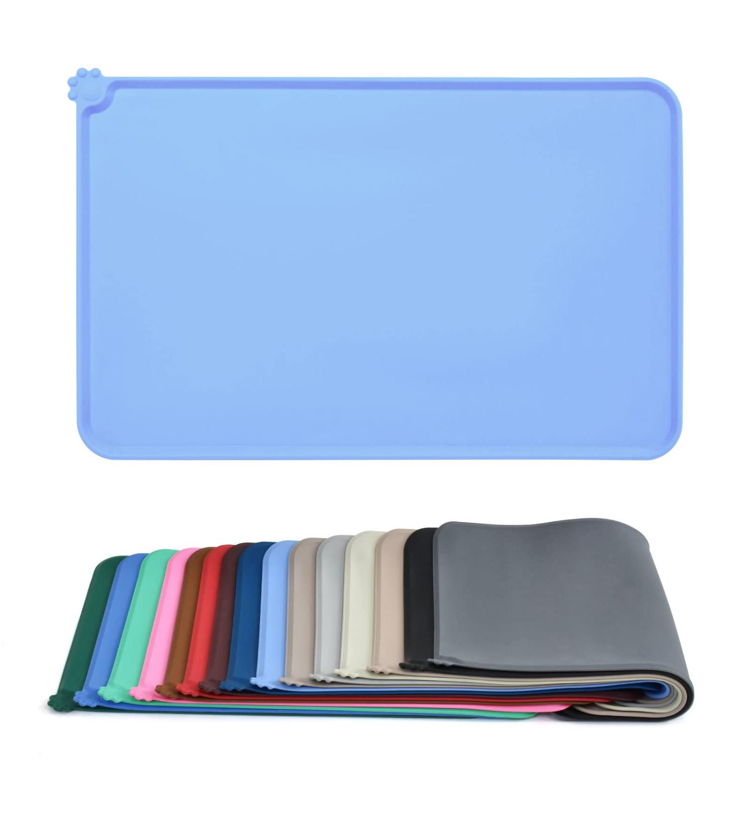 Audwud Waterproof Silicone Pet Mat for Dogs & Cats - Anti-Slip 71x46 cm Foggy Blue - Buy Online on GoSupps.com