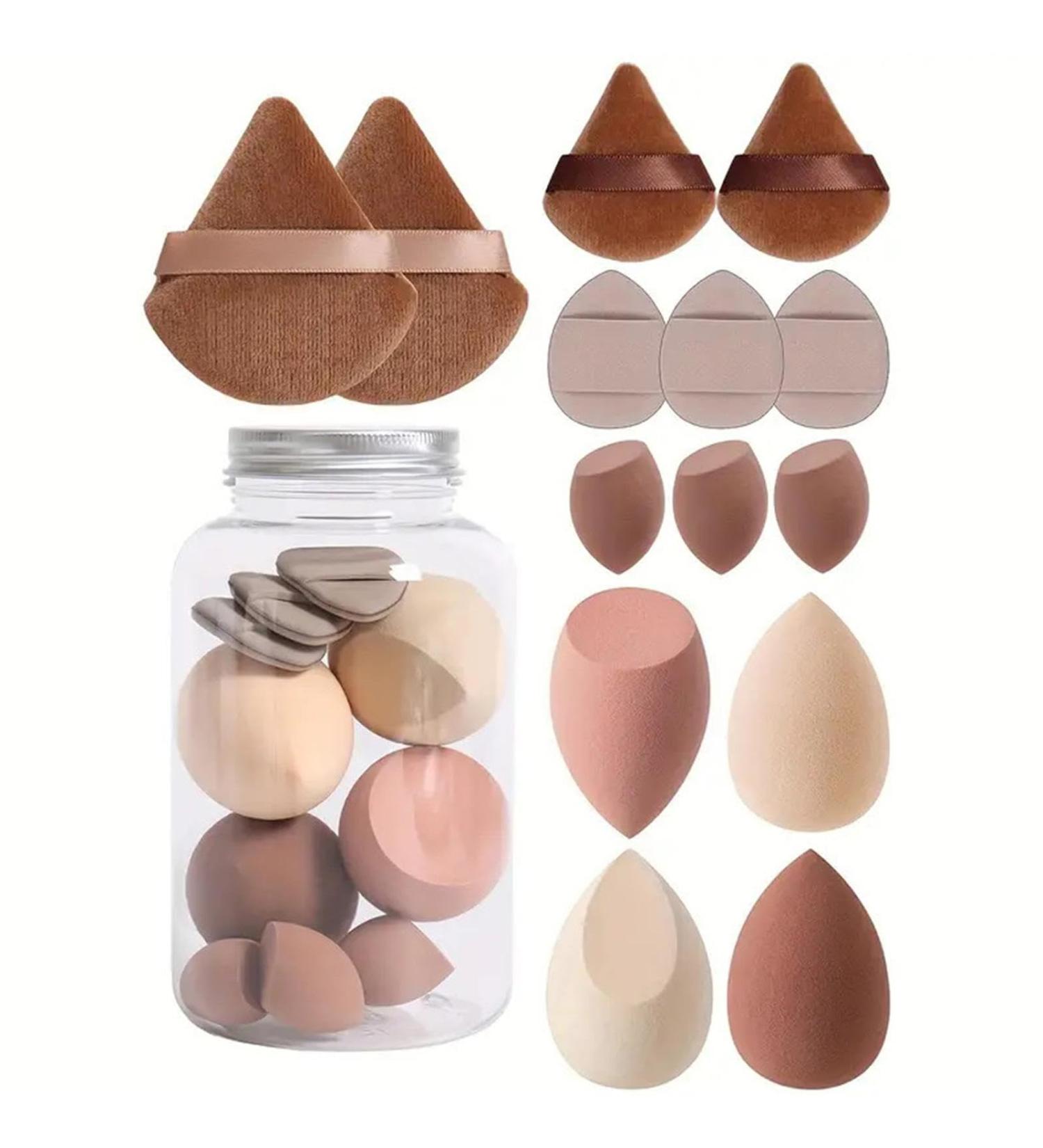 14 Makeup Blenders Sponge Set - BeautyBlenderss Foundation Sponges - Triangle Powder Puff - Finger Makeup Sponge | For Liquid Creams And Powders Coffee - Buy Online on GoSupps.com