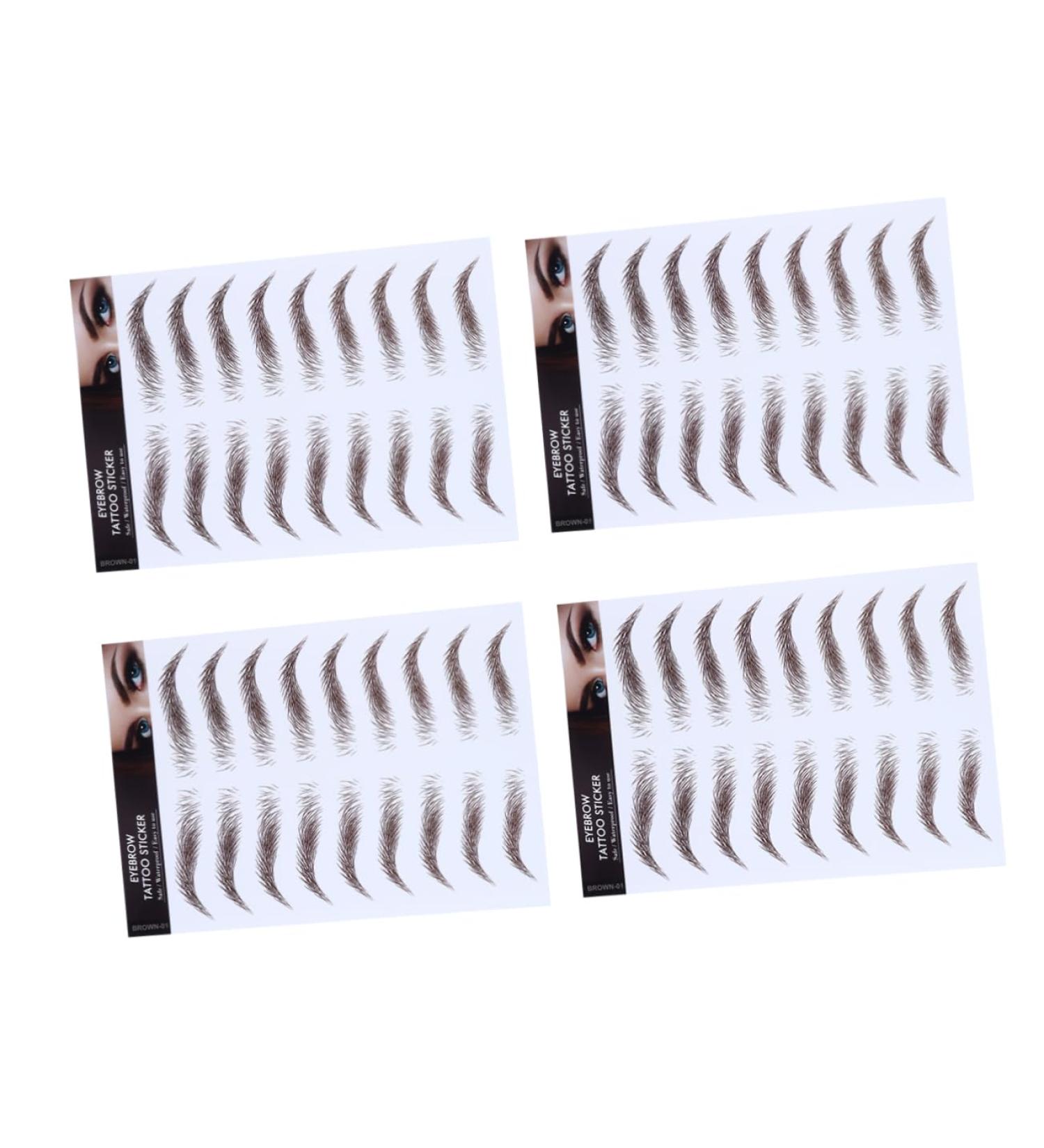 Baluue 4pcs Eyebrow Stickers False Eyebrows Dark Brown Hair Like Eyebrows Water Transfer Paper with Soy Ink - Buy Online on GoSupps.com