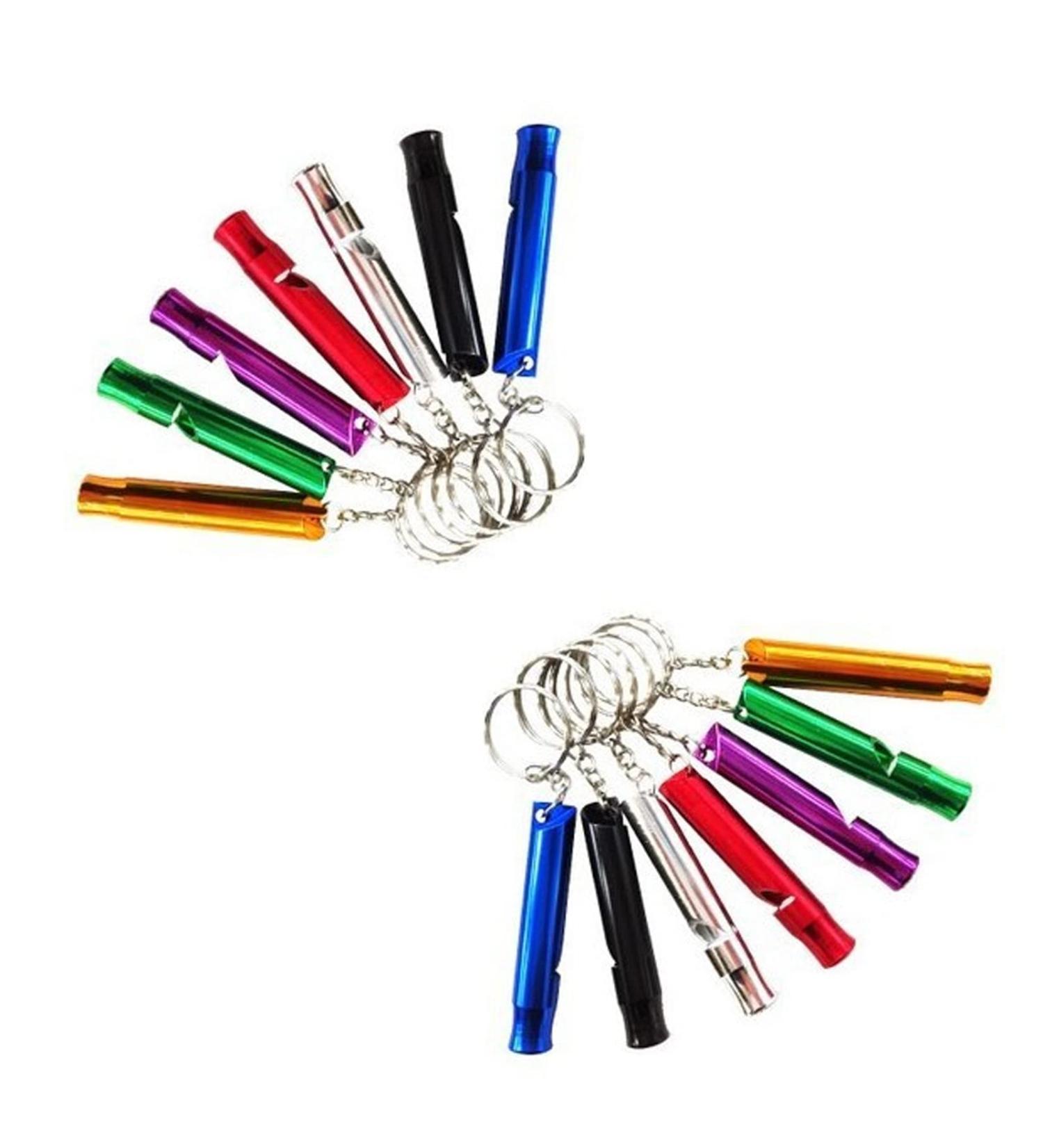 14-Piece Aluminum Alloy Sport Whistle Set | Emergency Whistles with Key Rings | Ideal for Referees Hiking Camping & Climbing - 7 Colors - Buy Online on GoSupps.com