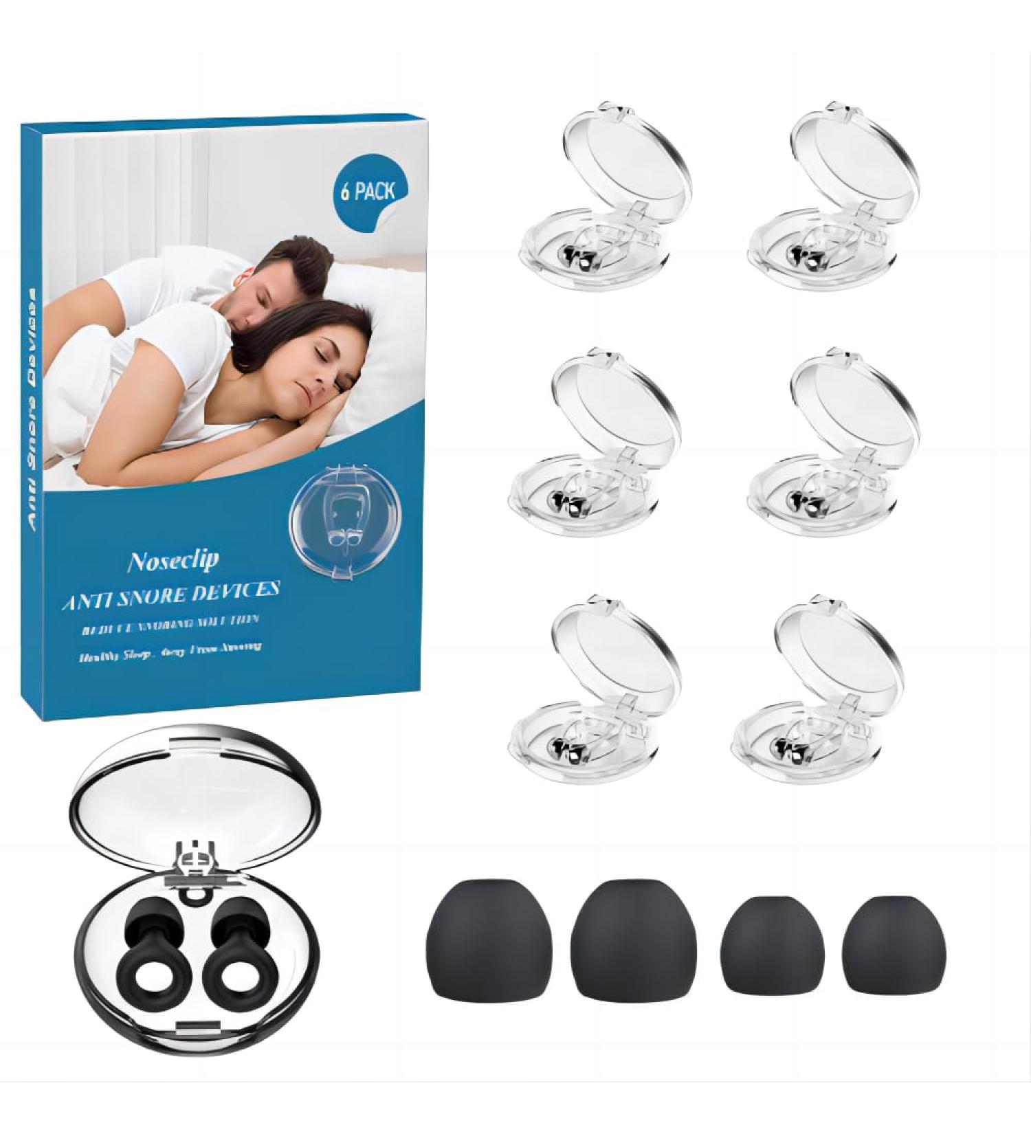 Buy Anti Snoring Devices (6 Pack) - Magnetic Clips & Ear Plugs for Comfortable Sleep | Reusable Snoring Solution for Men & Women - Buy Online on GoSupps.com