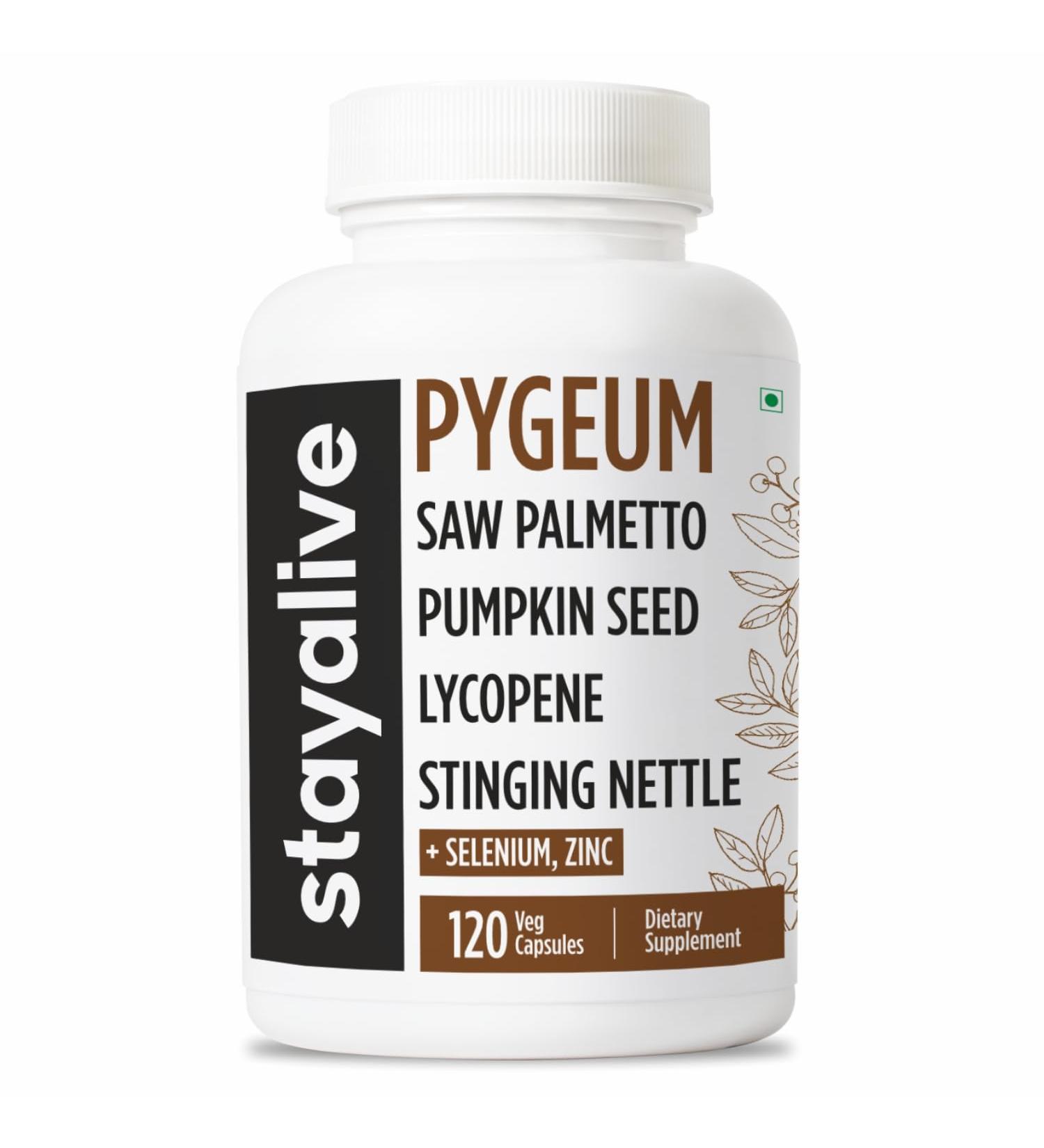 STAY ALIVE Pygeum Africanum Supplement, 7-in-1 Extract w/Saw Palmetto, Pumpkin Seed, Stinging Nettle and Lycopene, 120 Vegan Capsules, Non-GMO and Gluten-Free Pygeum Supplement for Men and Women - Buy Online on GoSupps.com