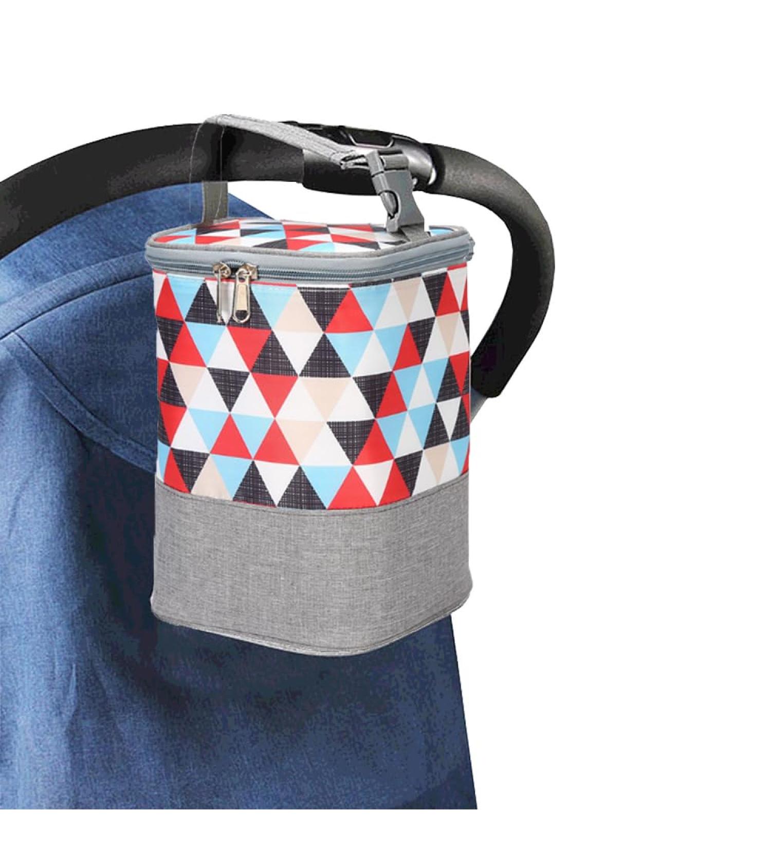 DZOZO Insulated Breast Milk and Baby Bottle Cooler Bag - White Background with Triangular Design - Buy Online on GoSupps.com
