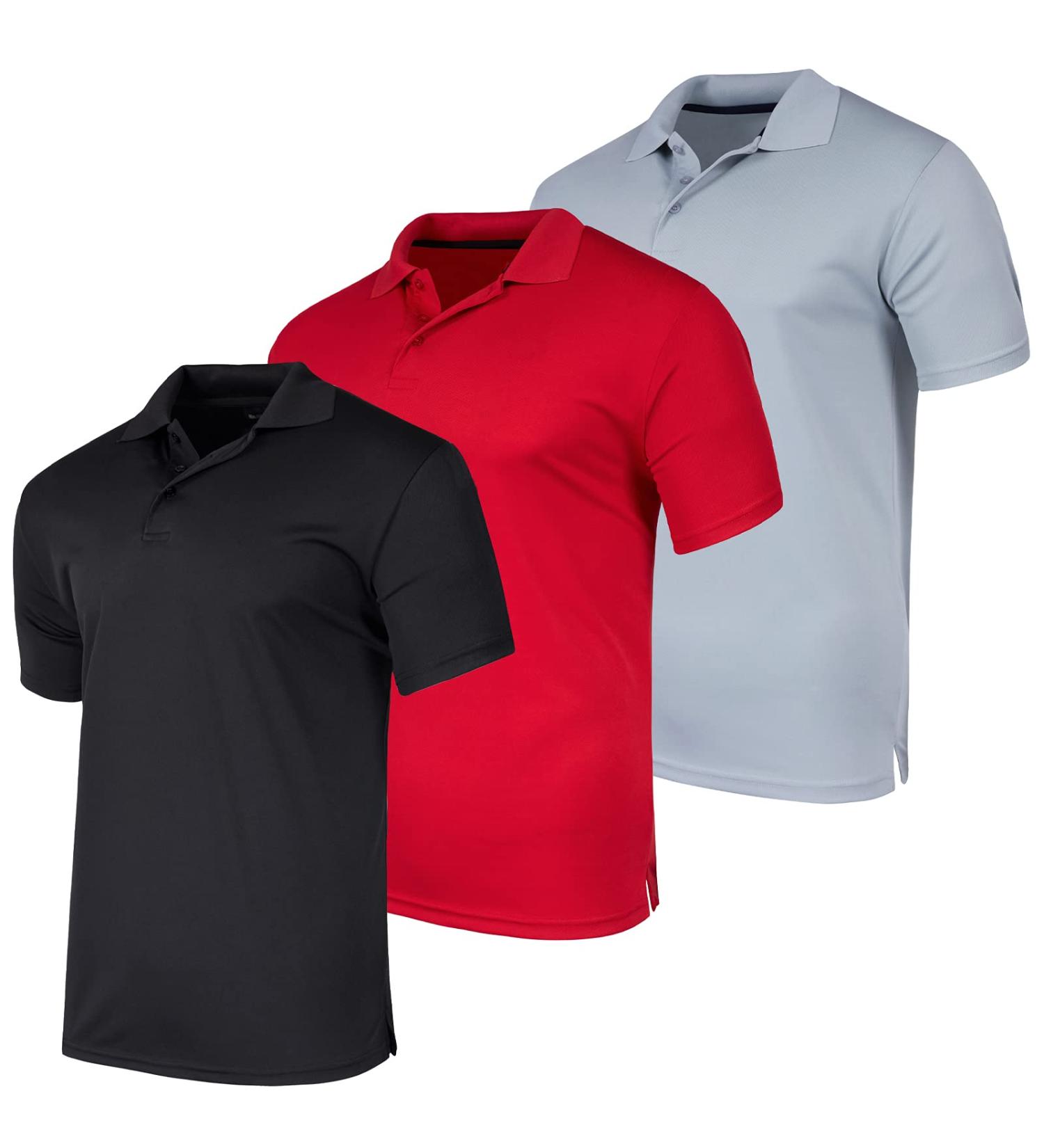3 Pack Men's Quick-Dry Short Sleeve Athletic Performance Polo Shirt - Regular & Big-Tall Sizes (S-5X) - Regular Large Set for Active Men - Buy Online on GoSupps.com