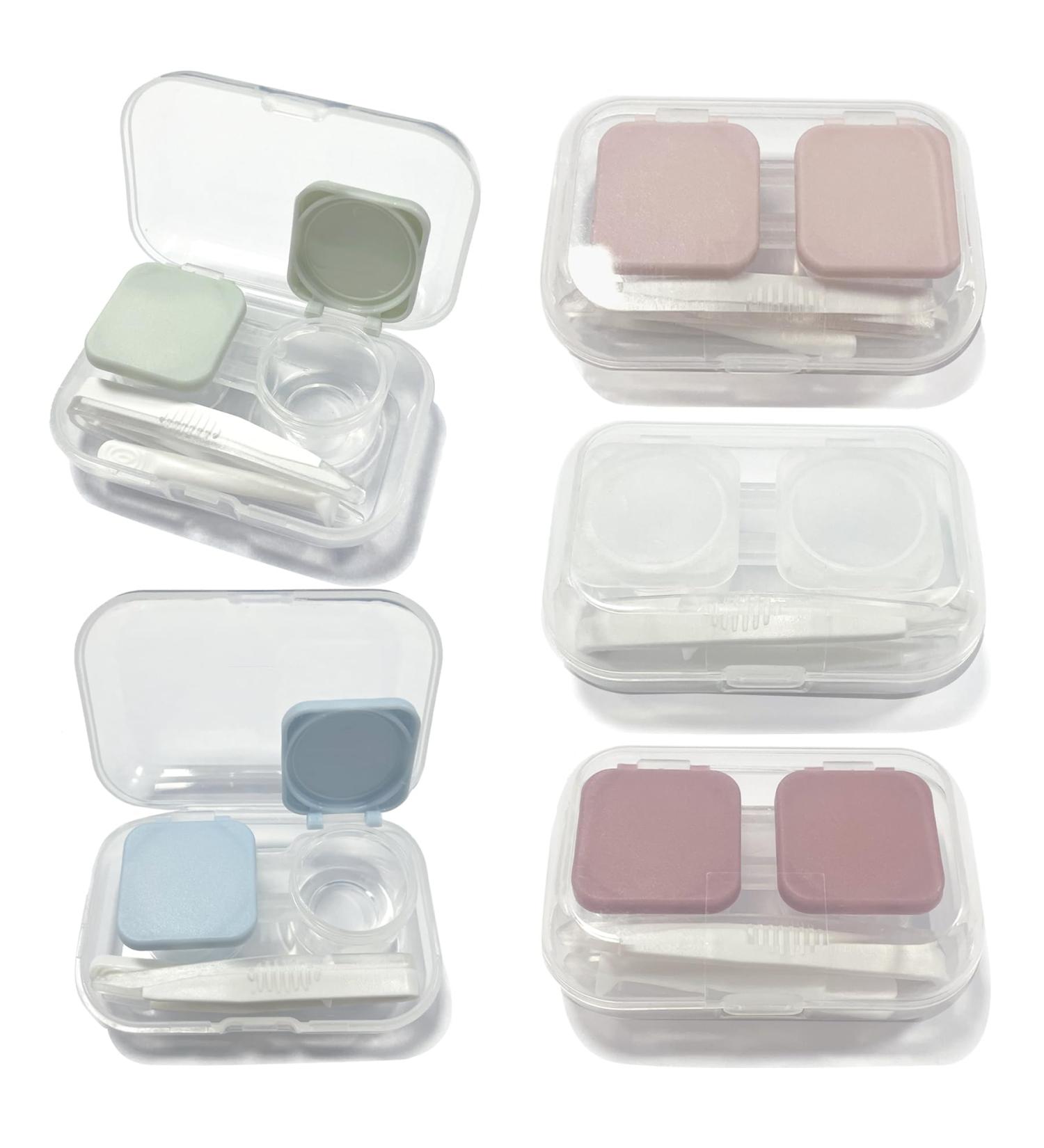 Colorful Portable Contact Lens Container Set | Mini Hinged Lid Cases for Travel | Clear Storage in Red Pink Green Blue - Buy Online on GoSupps.com