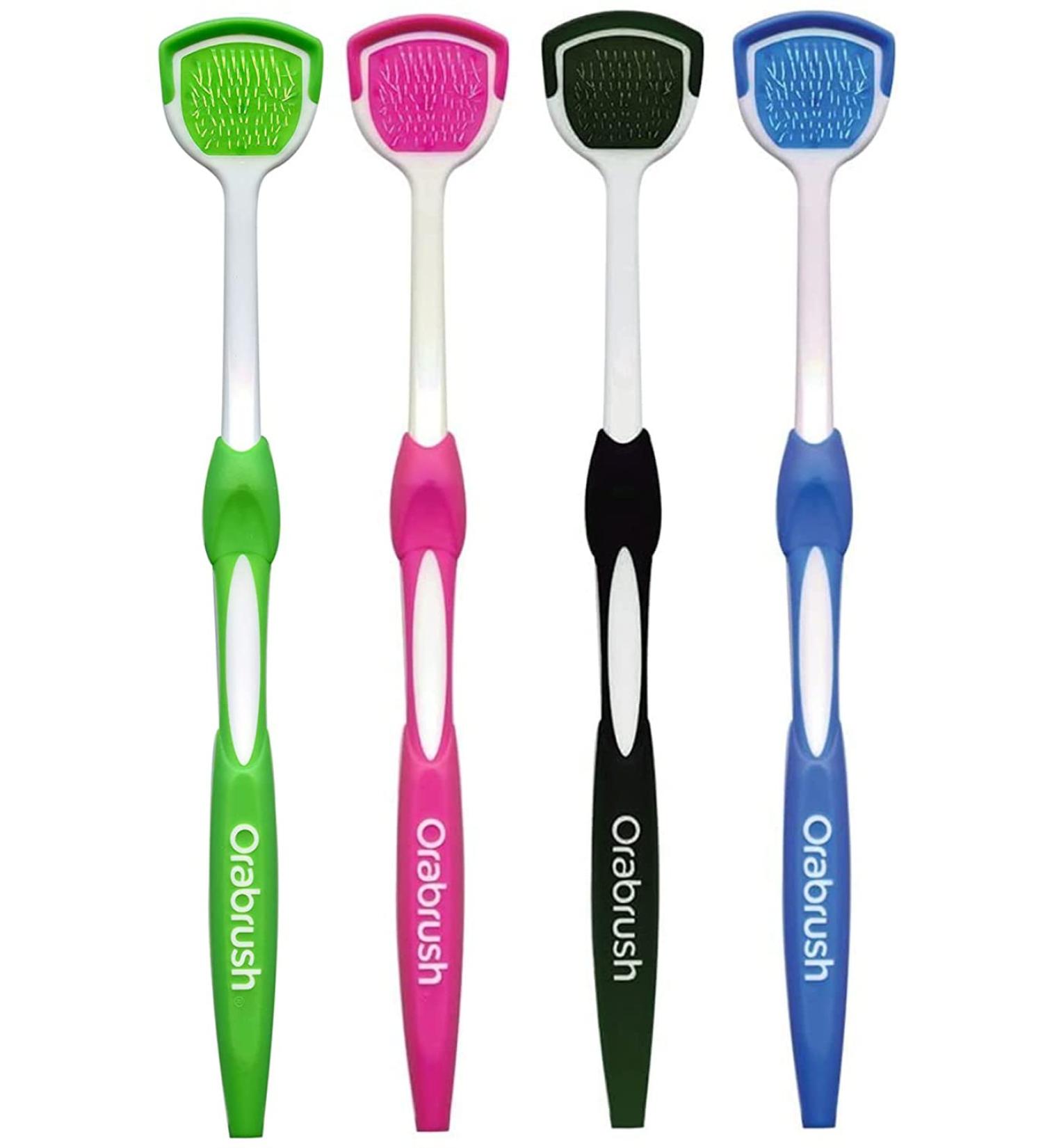 Set of 4 Tongue Scrapers | Tongue Brush Cleaner for Bad Breath Relief - Buy Online on GoSupps.com