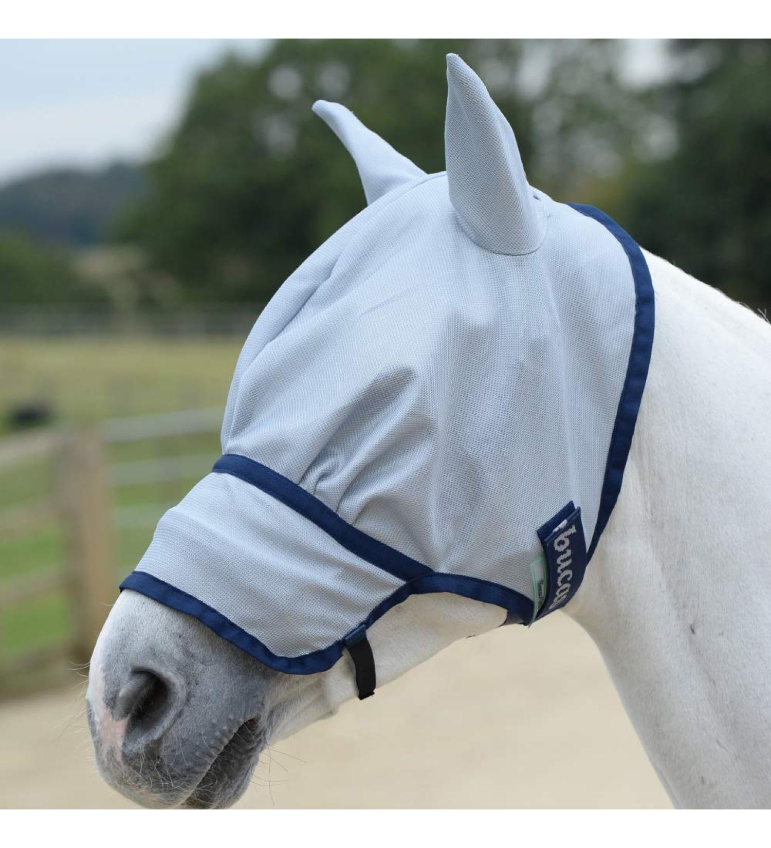 Bucas Buzz Off Fly Mask Extended Nose MM Silver - Ultimate Fly Protection for Horses | Shop Internationally - Buy Online on GoSupps.com