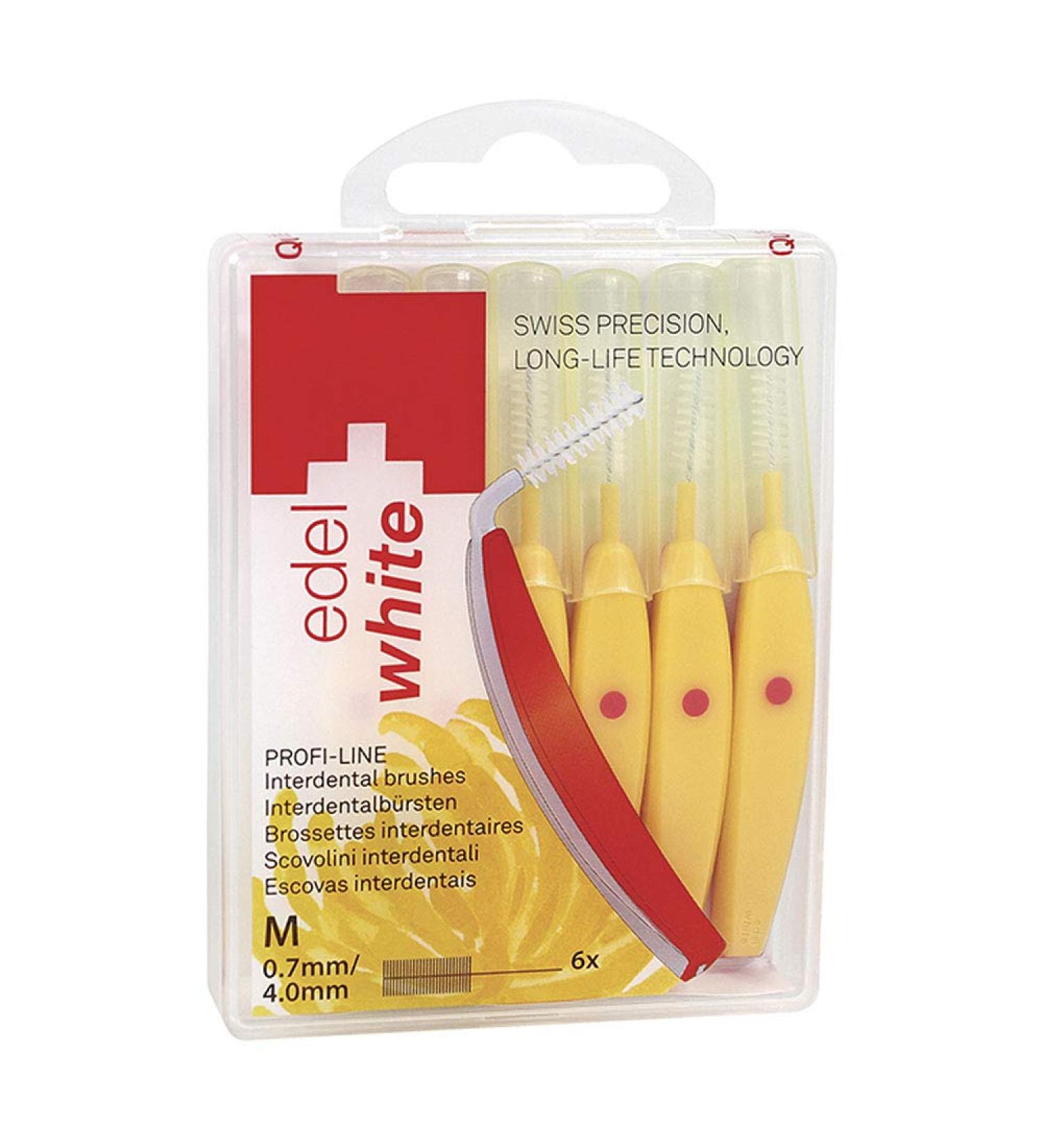 Edel+White ID7 interdental brushes M 0.7 mm i 6 x conjunction brushes for thorough and gentle tooth cleaning of particularly tight interdental spaces