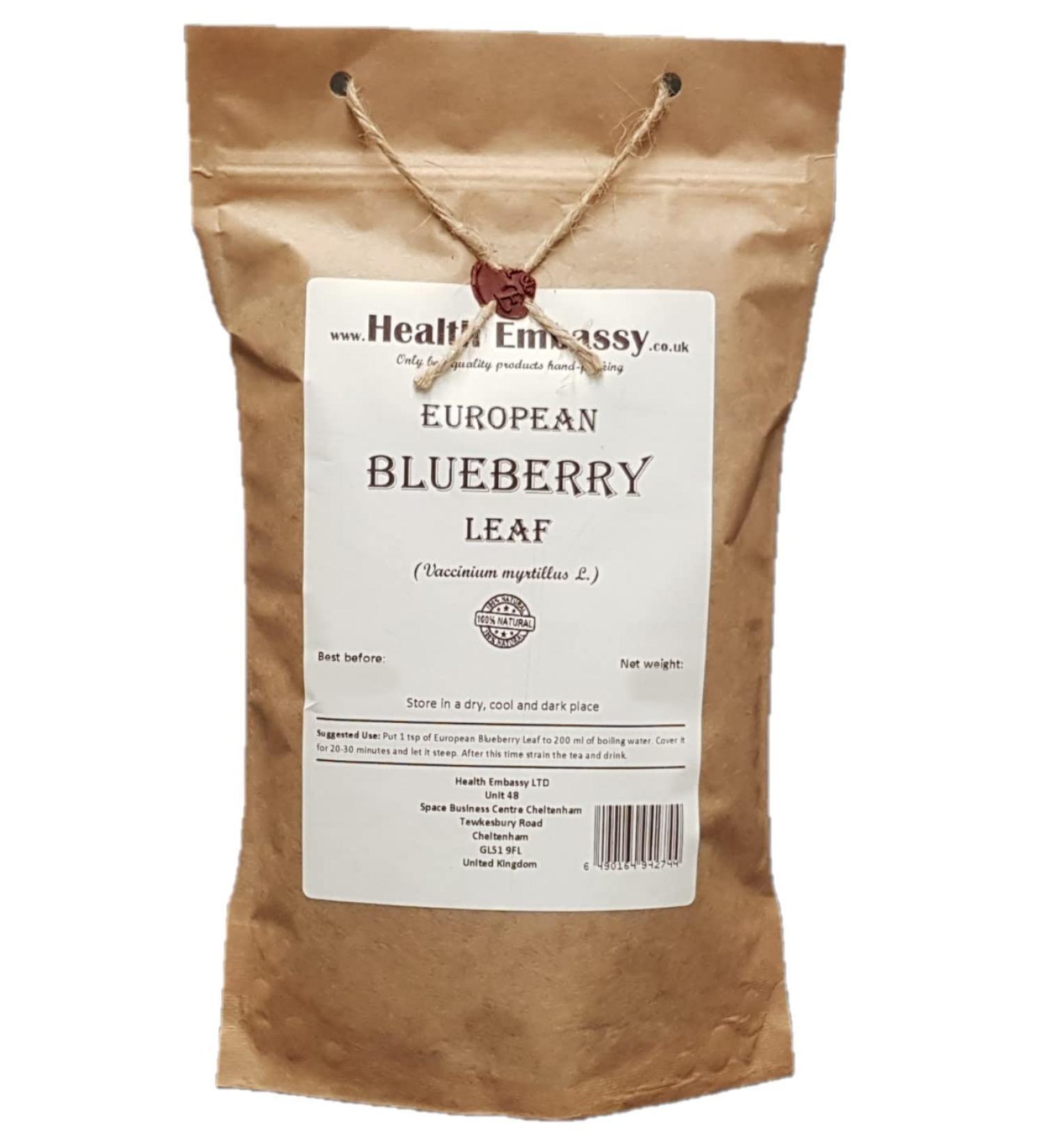 Health Embassy European Blueberry Leaf Tea | Vaccinium Myrtillus L | Feuille de Myrtille Tisane 100g - Buy Online on GoSupps.com