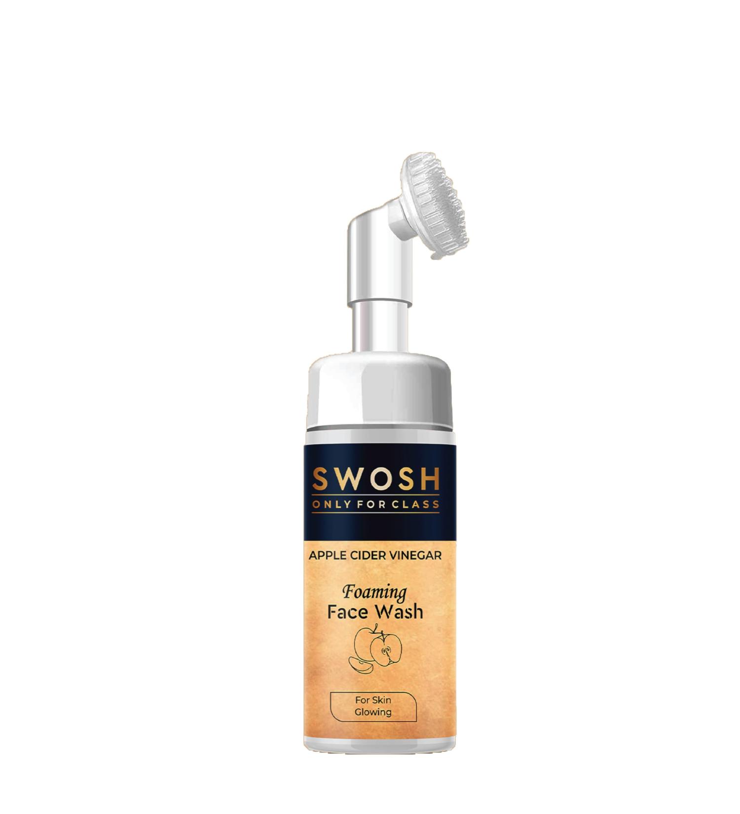 SWOSH Apple Cider Vinegar Foaming Face Wash with Exfoliating Brush - 100ml for All Skin Types - Shop Now - Buy Online on GoSupps.com