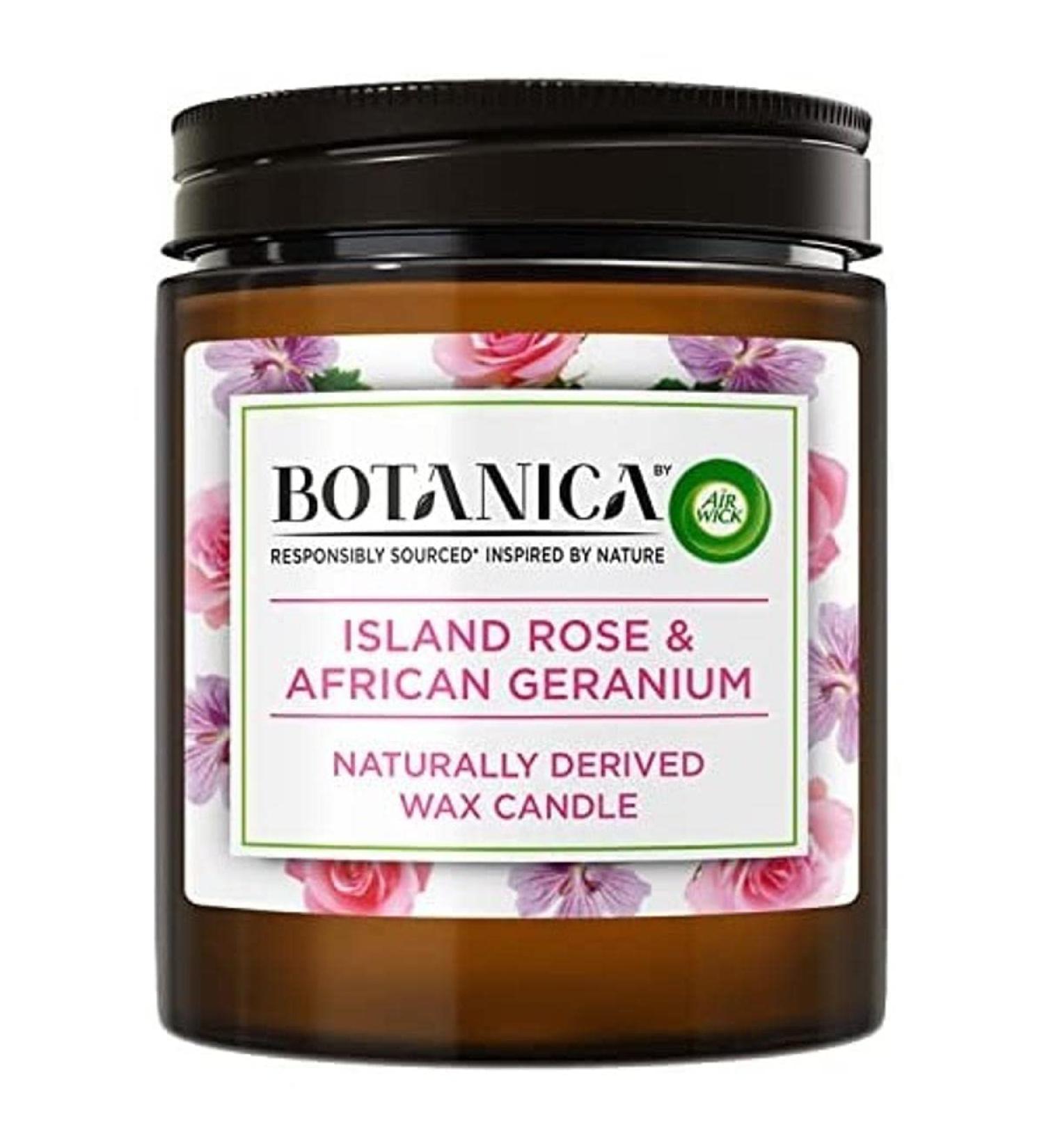 Botanica by AirWick Island Rose & African Geranium Wax Candle | Up to 40 Hours Burn Time | Naturally Derived | 1 Count - Buy Online on GoSupps.com