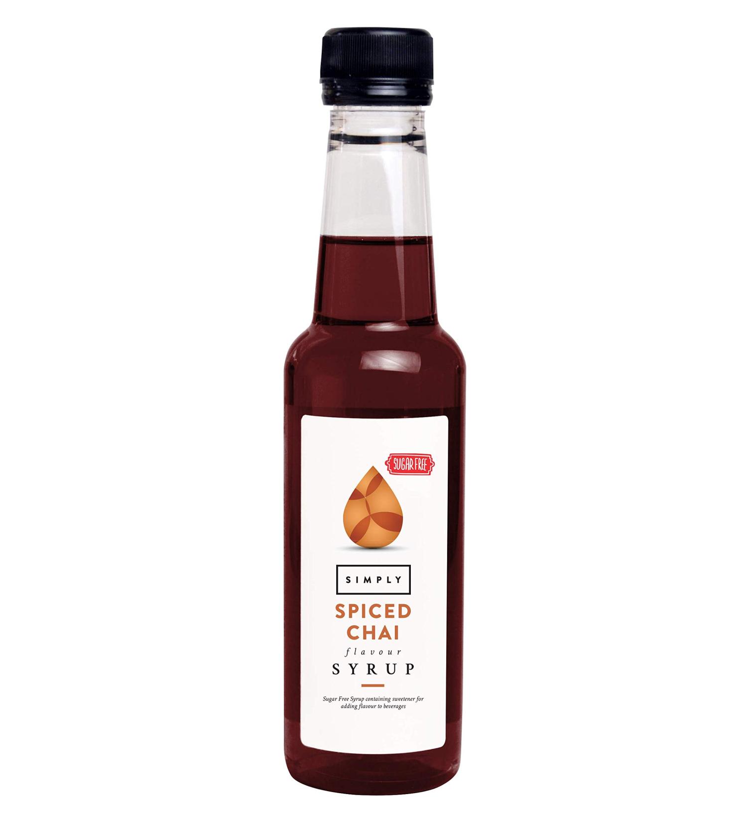 Simply Sugar Free Spiced Chai Syrup Low Calorie Vegan & Nut Free Flavoured Syrup for Coffee Cocktails & Baking (250ml) - Buy Online on GoSupps.com
