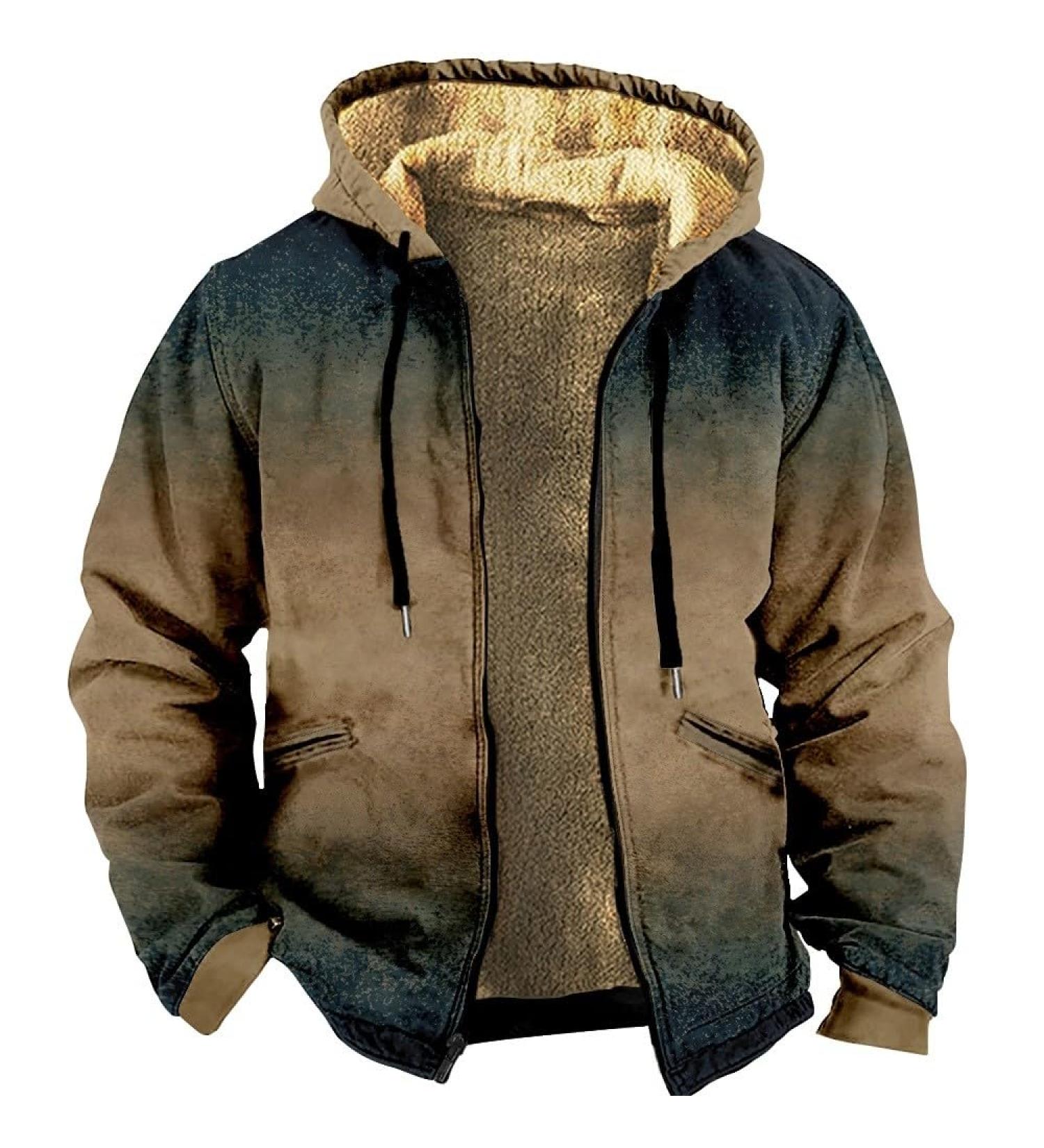 Hanxiulin Men's Fleece Jacket - Cuddly Plush Outdoor Hooded Jacket | Warm Casual Fashion | Available in Khaki XXL - Buy Online on GoSupps.com