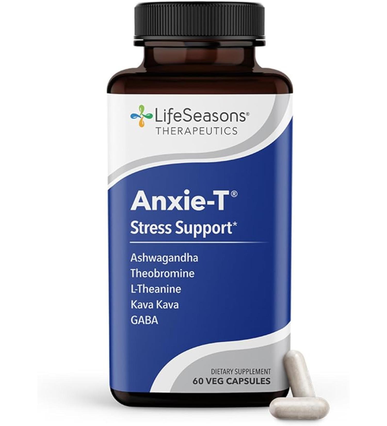 LifeSeasons Anxie-T Stress Support | 60 Vegetarian Capsules for Natural Anxiety Relief - Buy Online on GoSupps.com