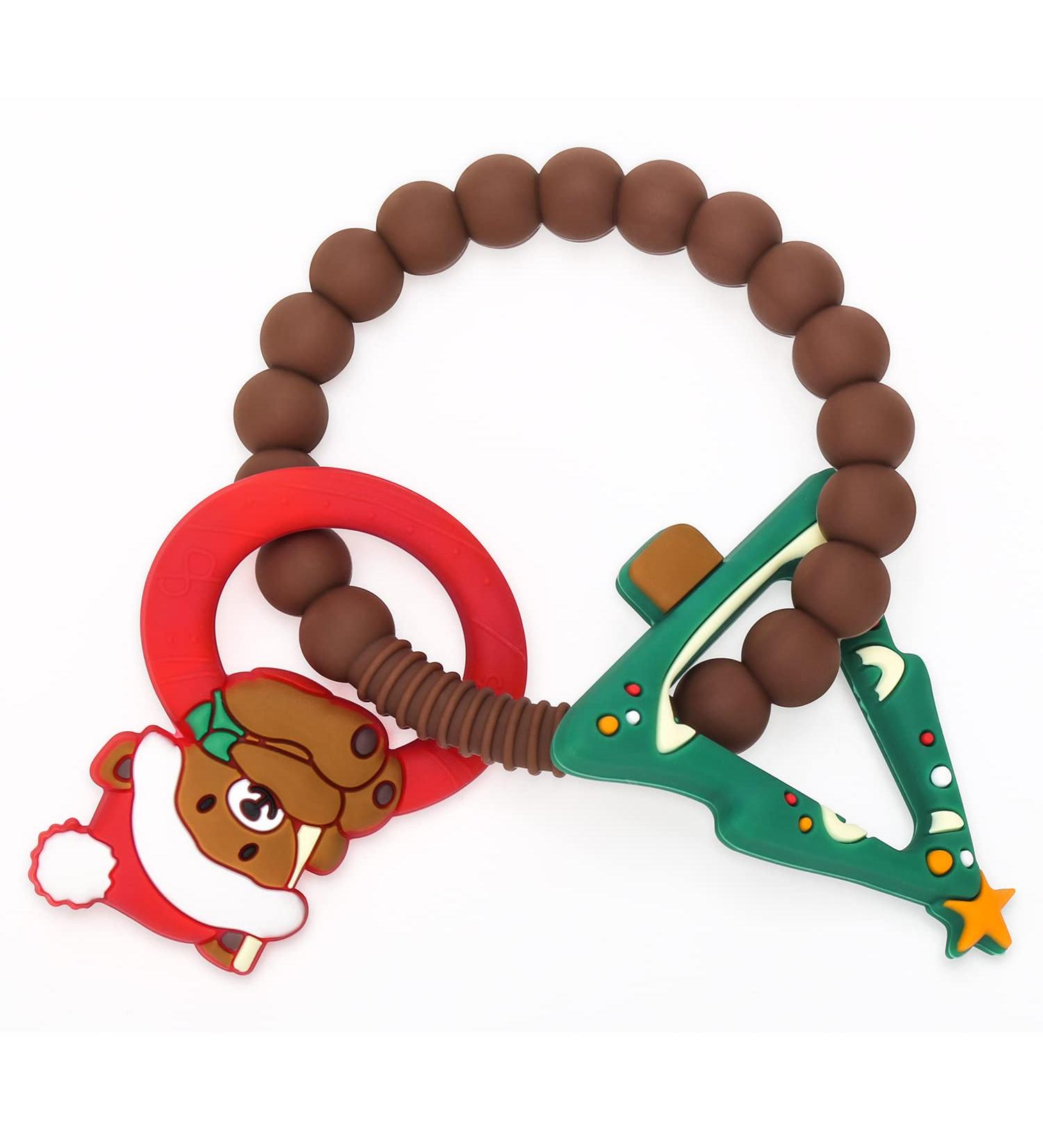 MISSLILI Christmas Tree and Hat Silicone Baby Teether - Perfect Baby Teething Toy for Festive Gifts - Buy Online on GoSupps.com