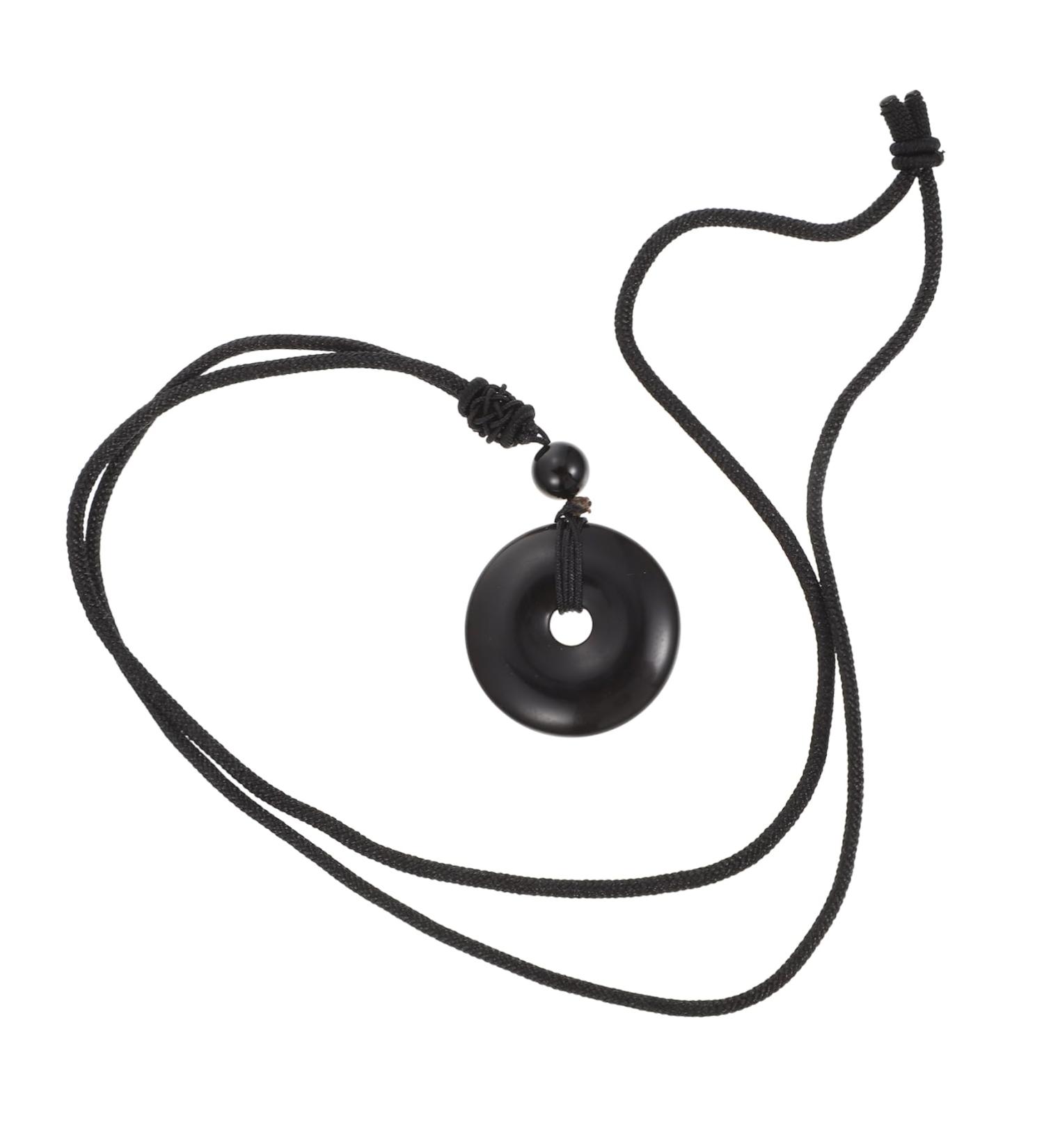 Oatipho Obsidian Necklace with Safety Buckle | Portable Crystal Pendant for Festivals | Unique 3x3x1cm Accessories - Buy Online on GoSupps.com