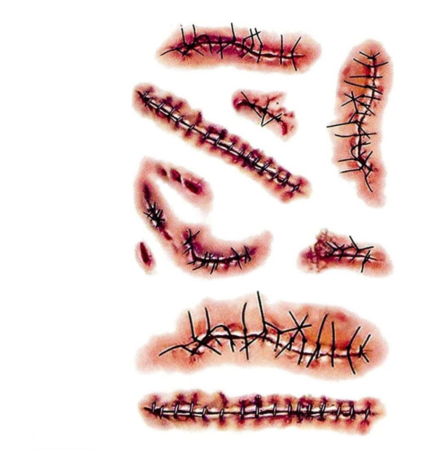 Zombie Scars Tattoos Bloody Scar with Fake Blood Costume Makeup Halloween Decorations Party Favor zombie bride costume women - Buy Online on GoSupps.com