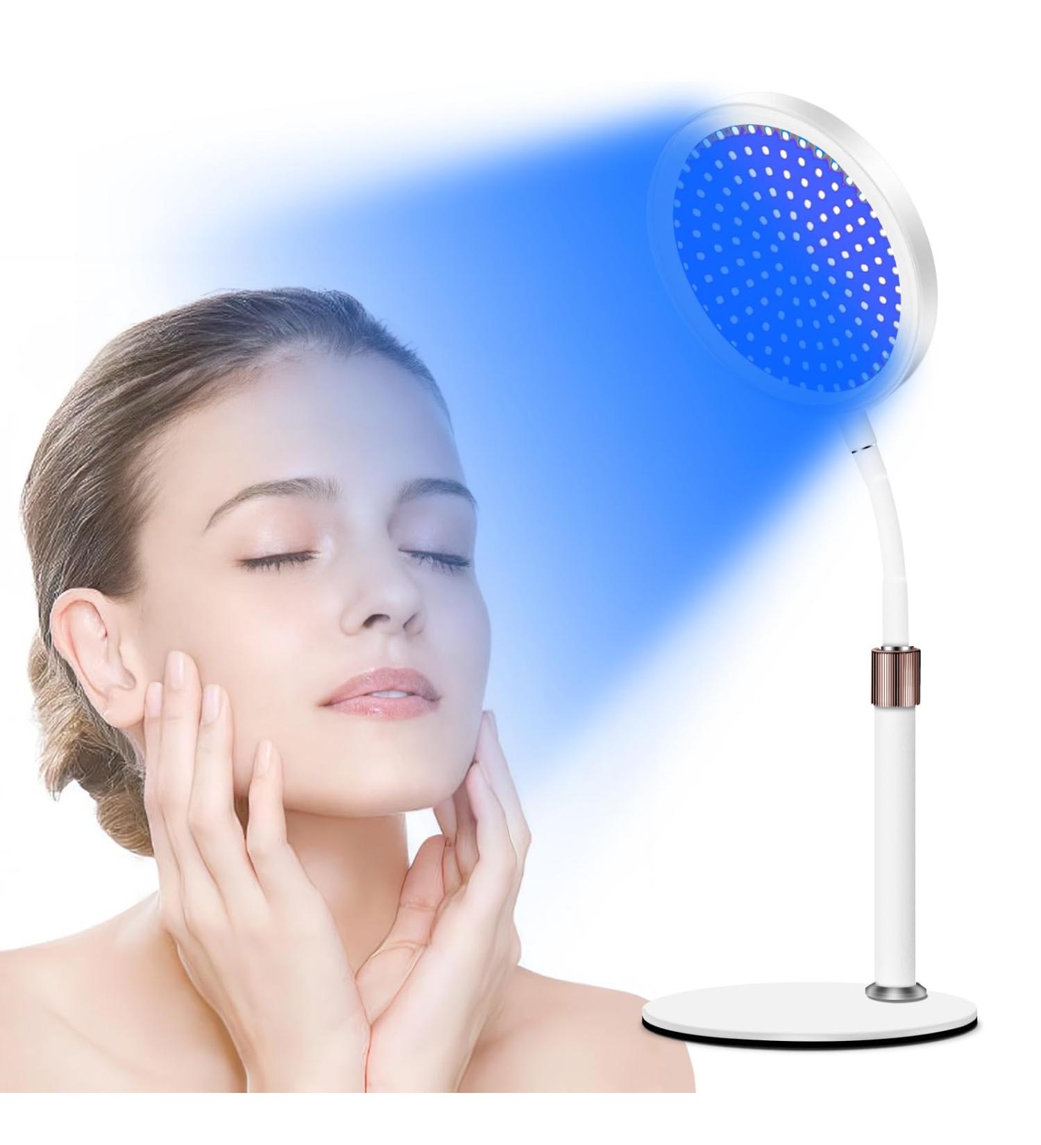 Red Light Lamp for Face 100LEDs Red and Blue Light Device 415nm Blue & 660nm Red & 850nm Infrared Light Adjustable Height Angle & Brightness for Home/Office Use Red&Blue - Buy Online on GoSupps.com