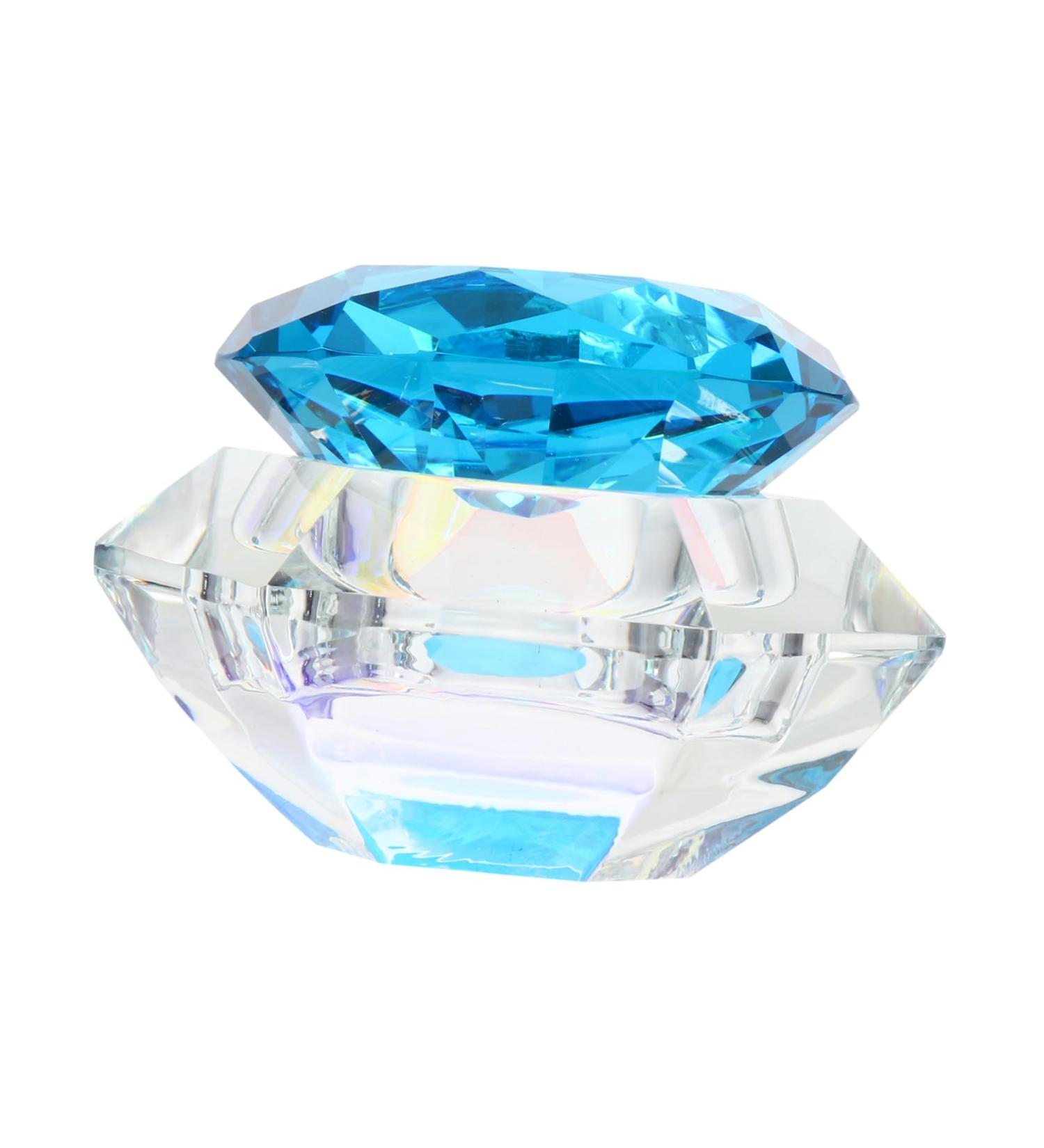 Gogogmee Clear Nail Polish 1pc Nail Art Crystal Cup Nail Glassware Tools Octagon Cup for Nail Art Pen Holder Care 7.5x6cm Blue - Buy Online on GoSupps.com