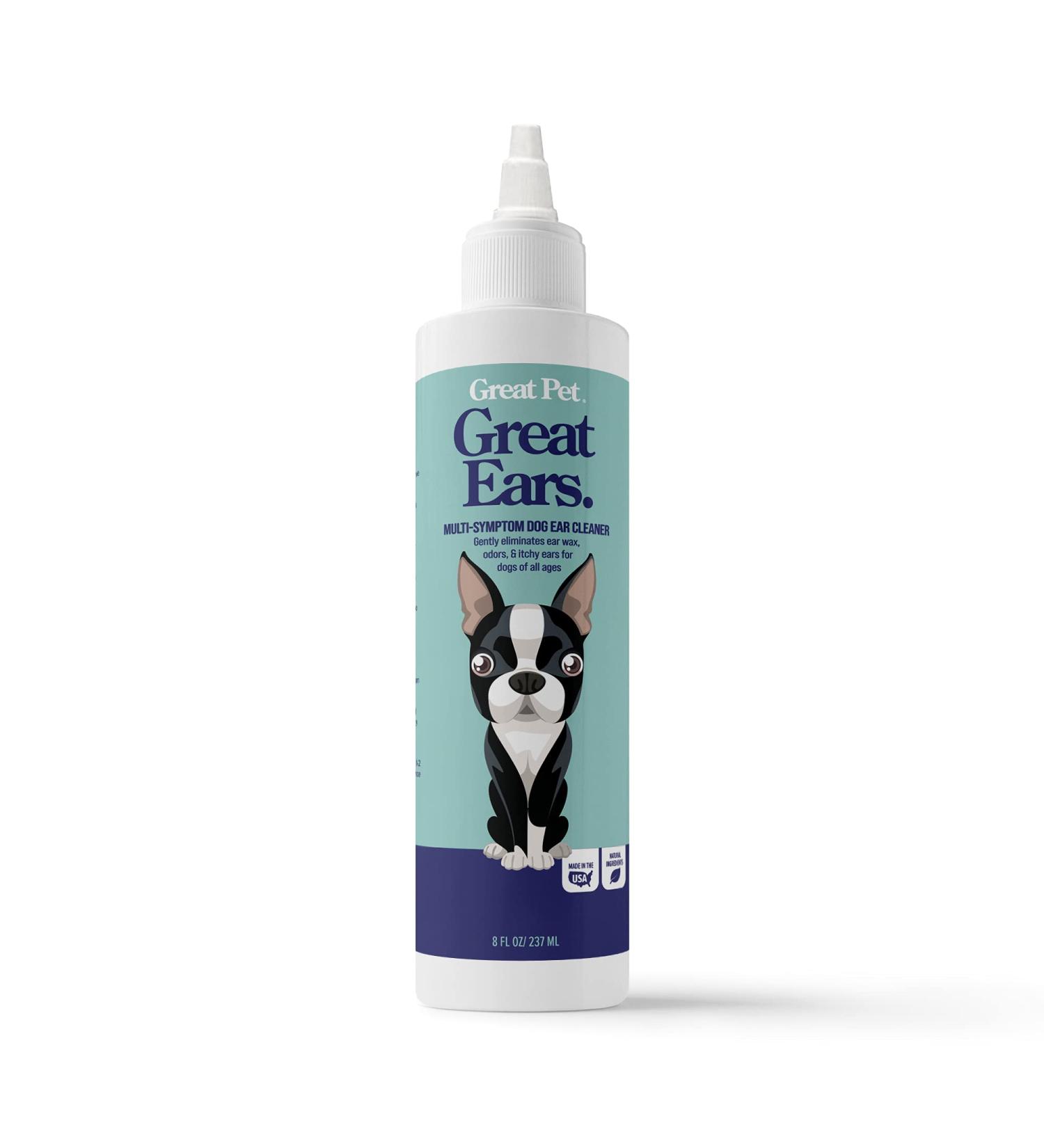 Great Pets - Dog & Cat Ear Cleaner - Advanced Ear Cleaning Solution for Dogs & Cats (8oz Bottle)  Cat & Dog Ear Wash Rinse  Ear Wash Cleanser - Cleans Wax  Removes Irritation  Itching and Infection - Buy Online on GoSupps.com