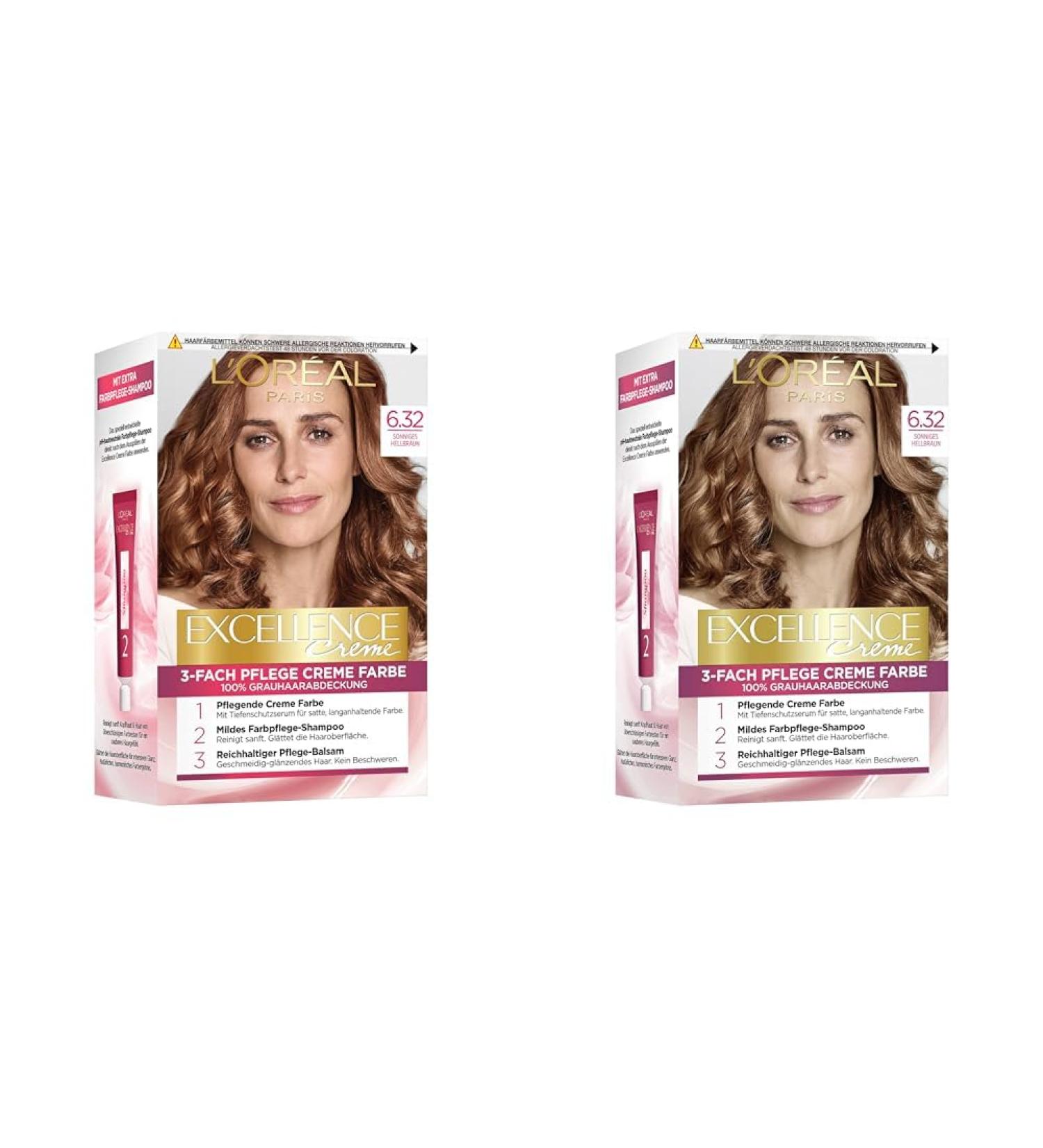 L'Or al Paris Excellence Cr me 6.32 Sunny Light Brown (Pack of 2) No. 6.32 - Sunny Light Brown Pack of 2