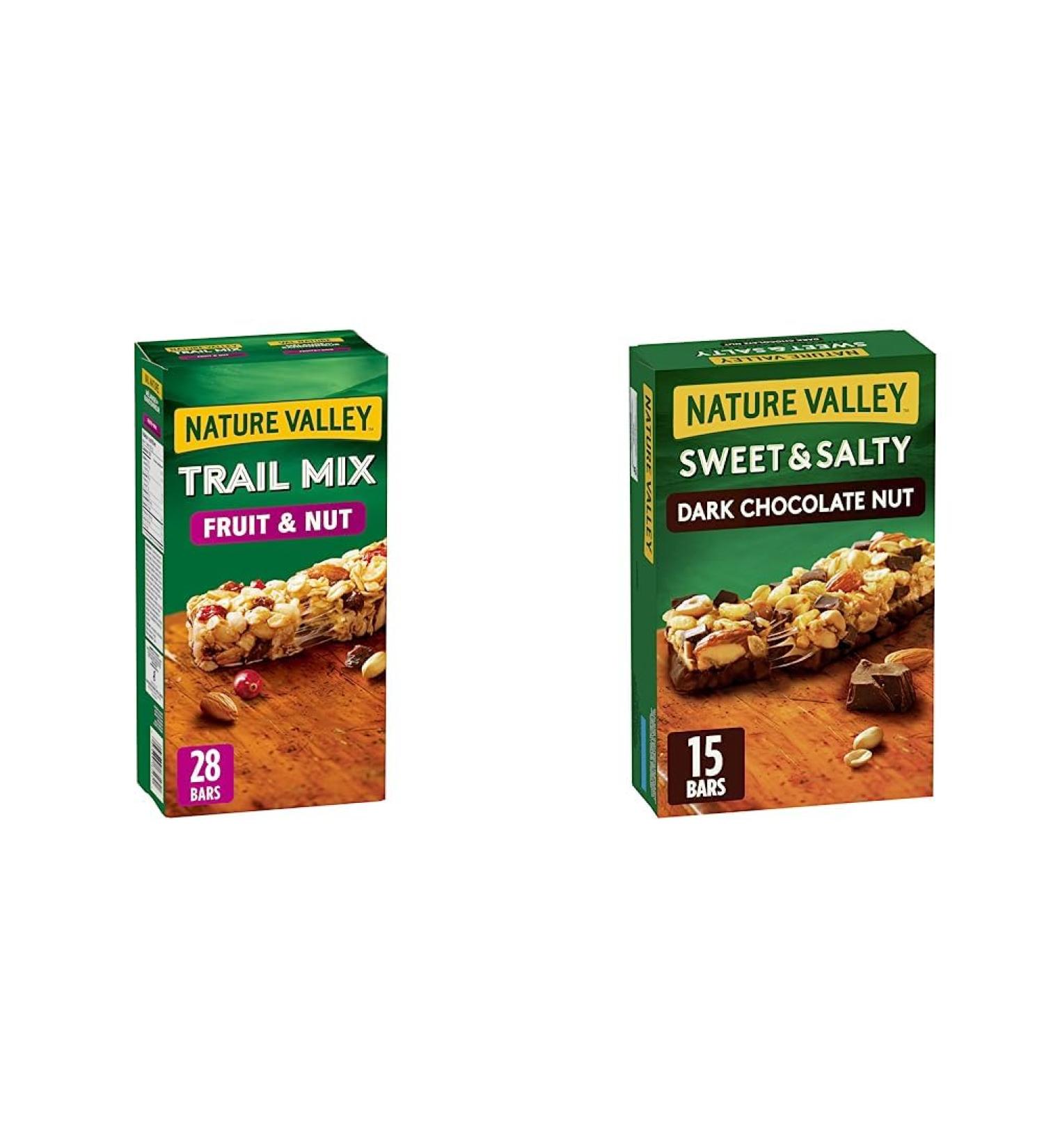 NATURE VALLEY - VALUE PACK - Trail Mix Fruit & Nut Chewy Granola Bars 28 Bars 980 grams & Sweet & Salty Dark Chocolate Nut Granola Bars 15 Count - Buy Online on GoSupps.com