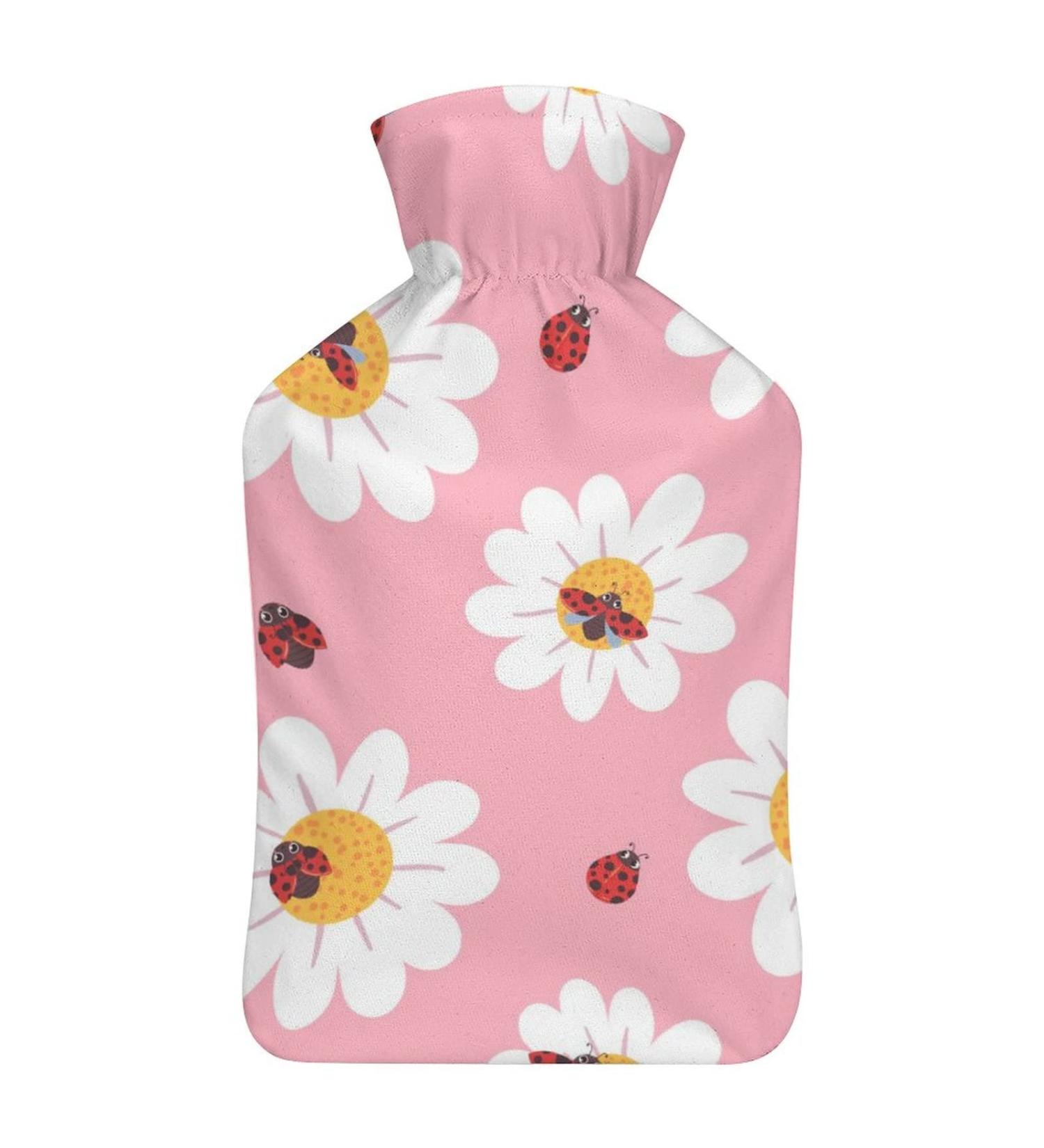 Ladybug Heat Bottle with Lid | White Rubber Hot Water Sac for Pain Relief & Cold Therapy | International Shipping - Buy Online on GoSupps.com
