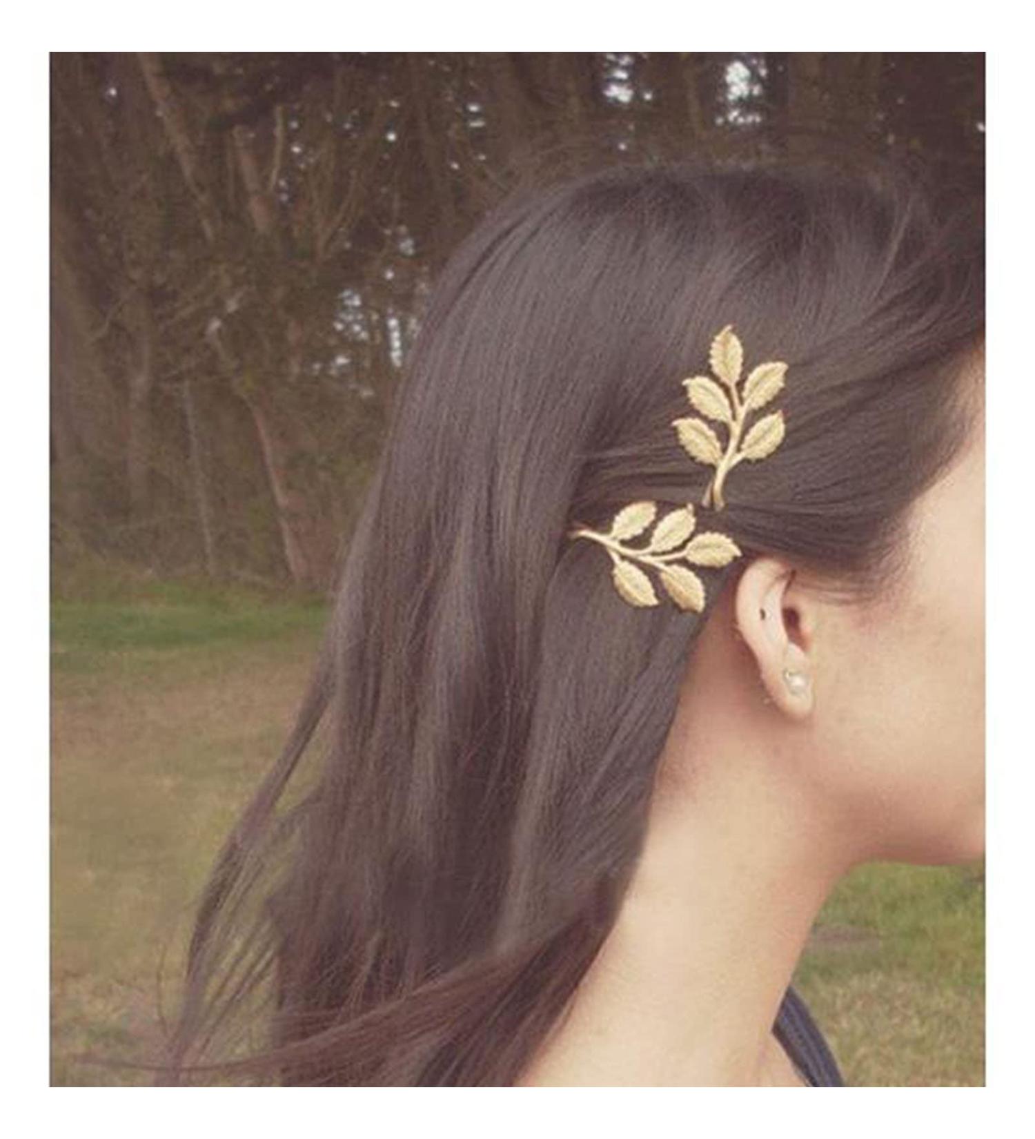 Olbye Leaf Hair Clip Set - Dainty Gold Barrette Pins for Women and Girls - Buy Online on GoSupps.com