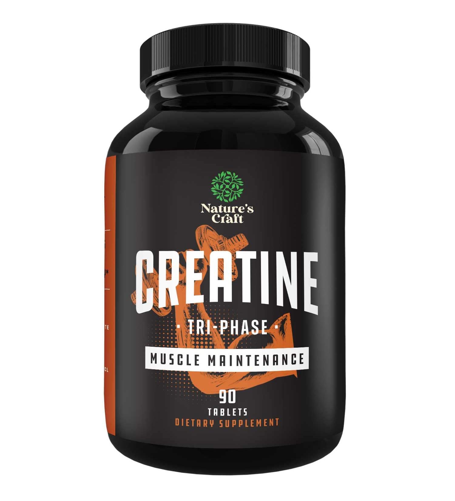 Tri Phase Creatine Pills 5g - Muscle Mass Gainer for Men and Women - Optimal Pre Workout Creatine Supplement - Buy Online on GoSupps.com