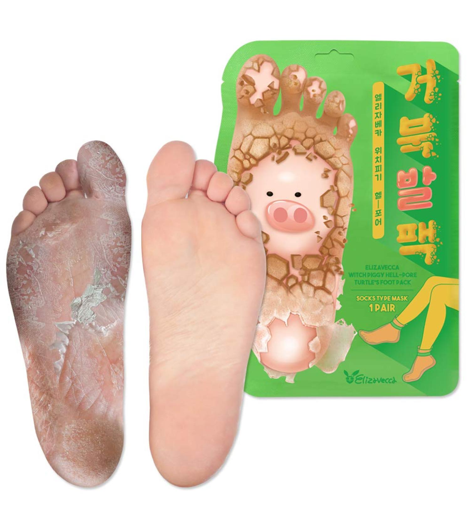 Elizavecca Witch Piggy Hell-Pore Turtle Foot Pack - Exfoliating & Moisturizing (1 Pair, 1.41 oz) - Buy Online on GoSupps.com