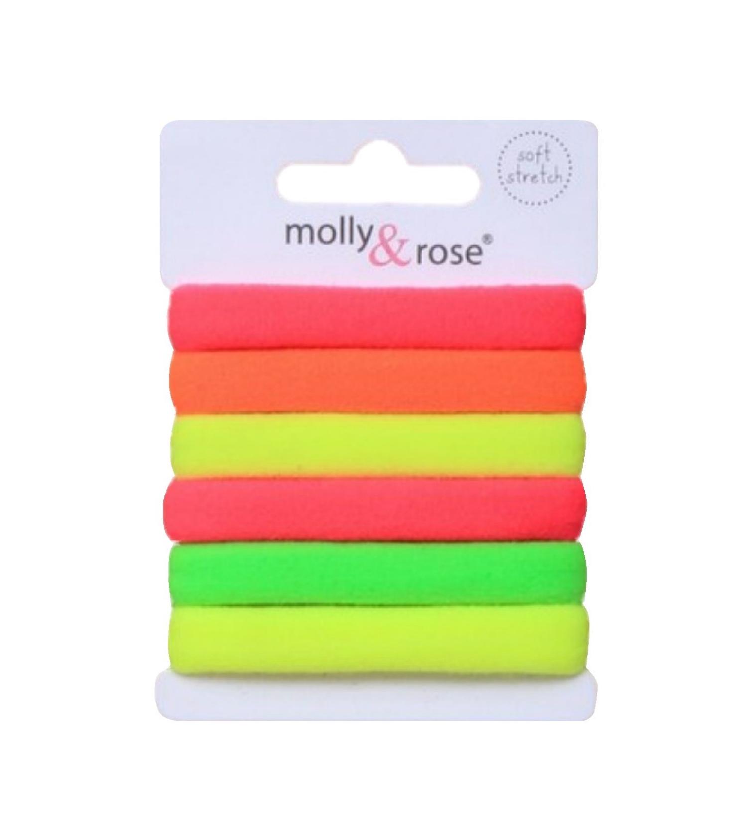 Set of 6 Neon Soft Jersey Endless Hair Elastics Bobbles Bands by Pritties Accessories