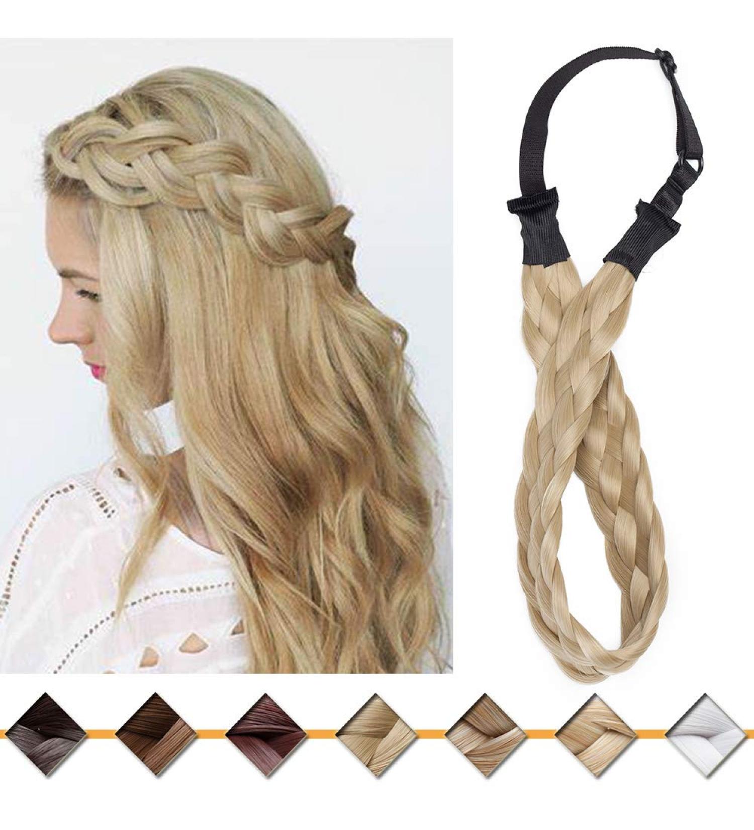 Buy Silk-Co Women s 5-Strand Blonde Hair Band - Elastic Braided Headband for Weddings & Vintage Styles | Ash Blonde Hair Extensions - Buy Online on GoSupps.com