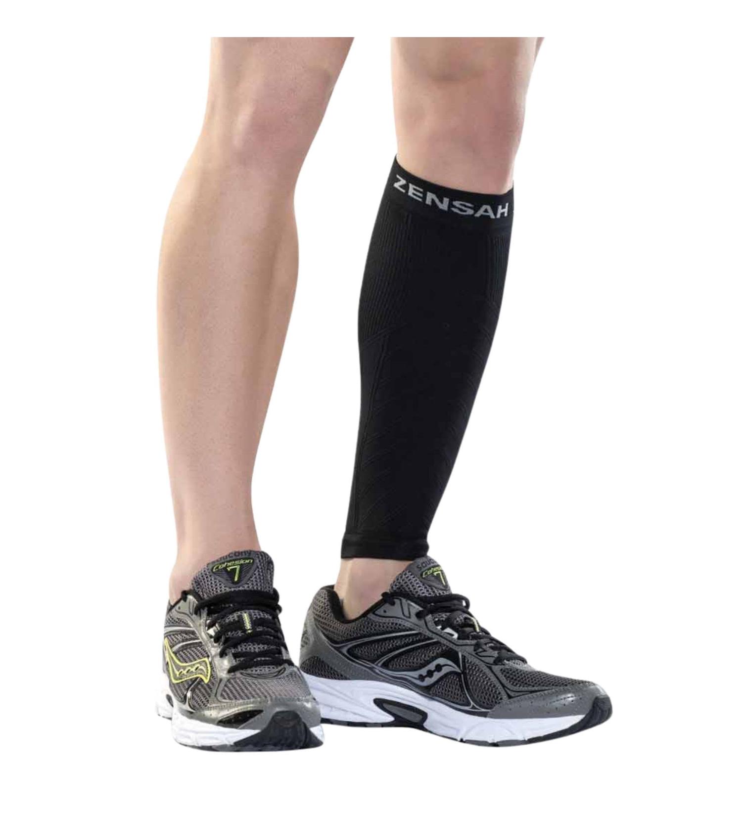 Zensah Calf/Shin Compression Sleeve - USA Made Single Leg Support for Shin Splint Relief | Small-Medium Black Compression Sleeve for Running & Recovery - Buy Online on GoSupps.com