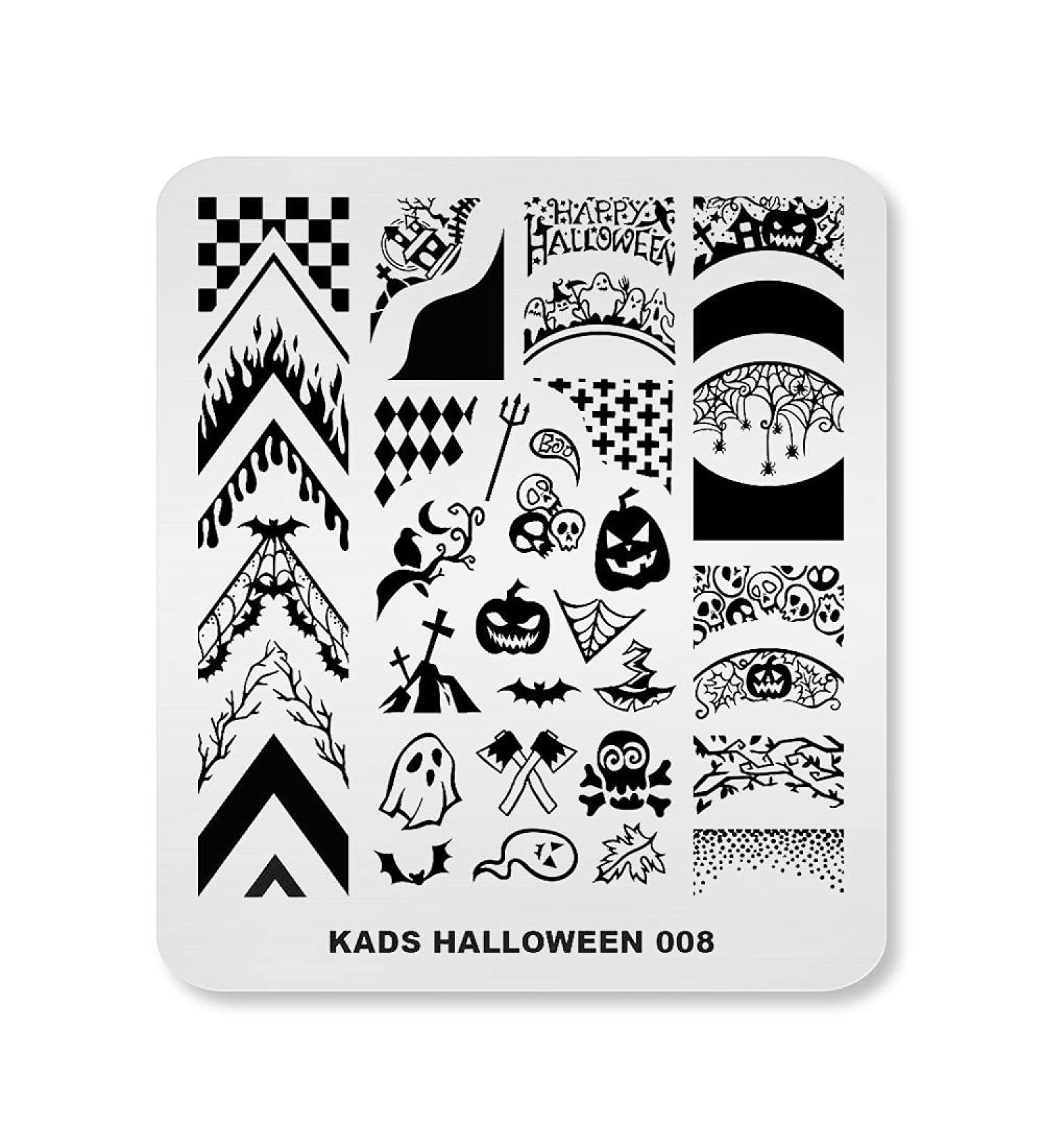 Shop KADS Halloween Nail Plates - Nail Art Stamping Kits with Pumpkin Bat & Skull Designs for DIY Decoration - Buy Online on GoSupps.com