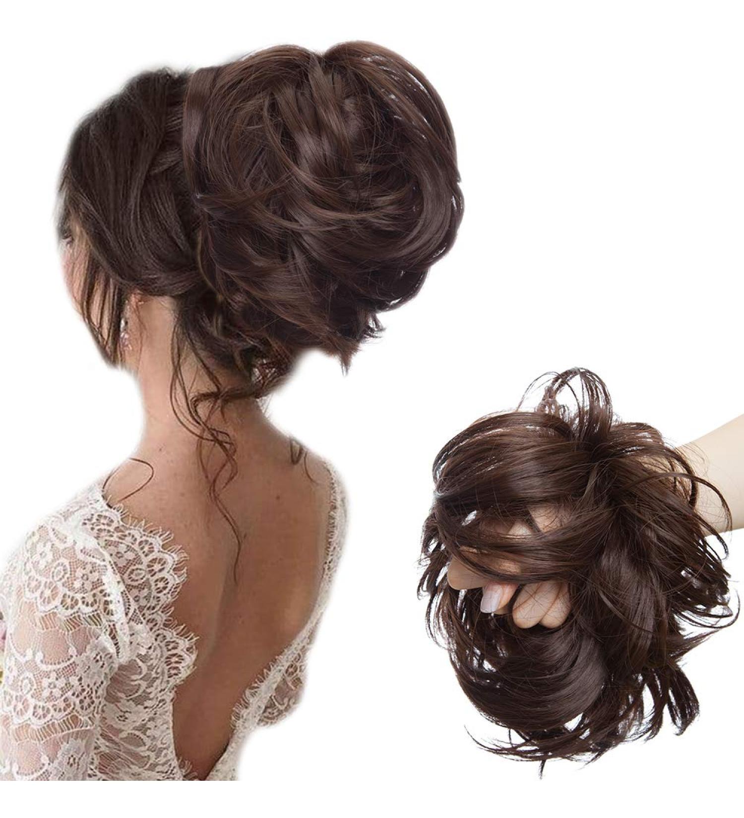 SEGO 80G Large Hairpiece Scrunchie Hair Extensions - Messy Bun Updo with Elastic Band in Medium Brown | Voluminous Style - Buy Online on GoSupps.com