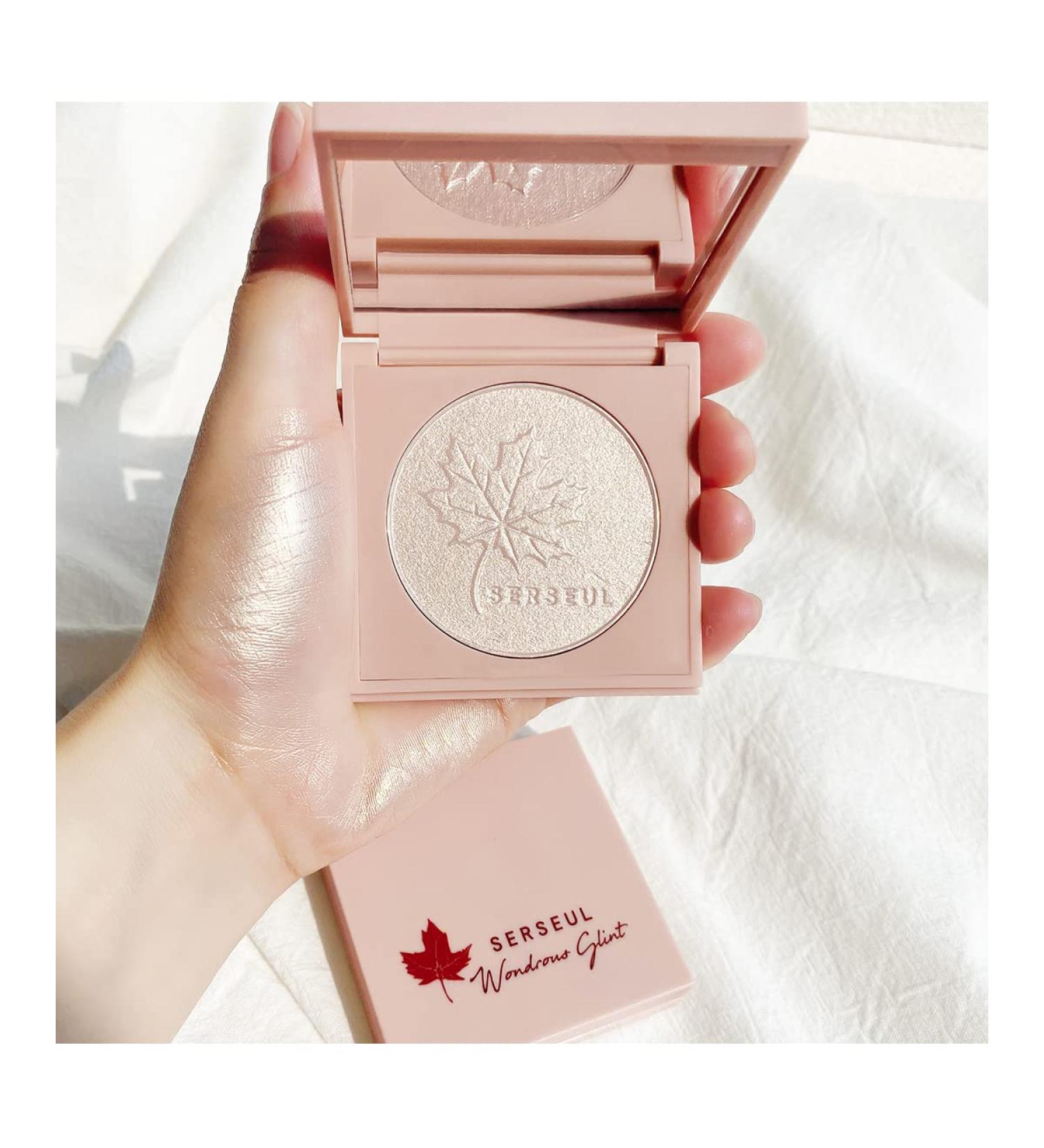 Serseul Glossy Glitter Highlighter Makeup Palette with Mirror - White Champagne 01 - Buy Online on GoSupps.com